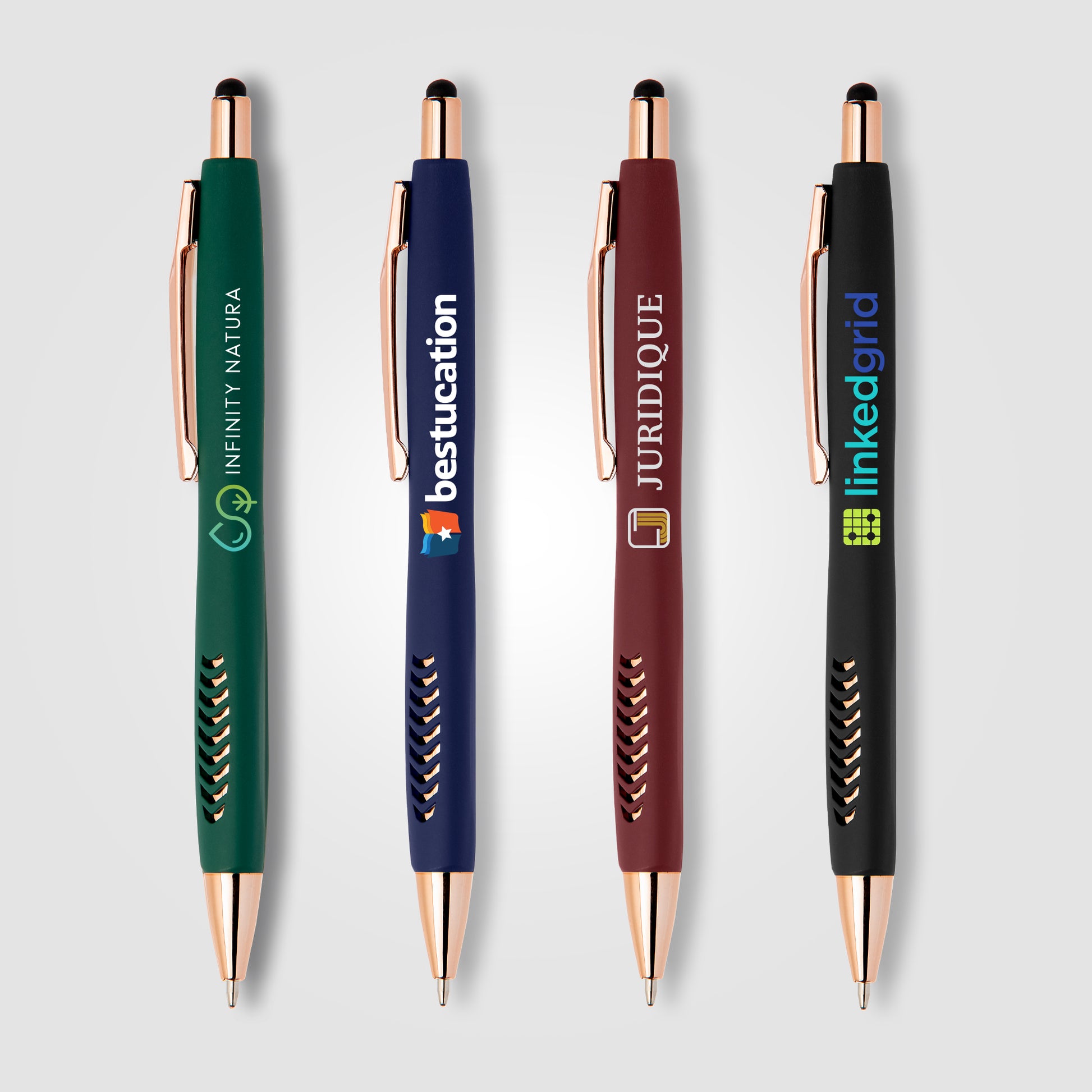 Image of the Avalon Softy Rose Gold Pen w/ Stylus - ColorJet promotional product, SKU AGU-C.
