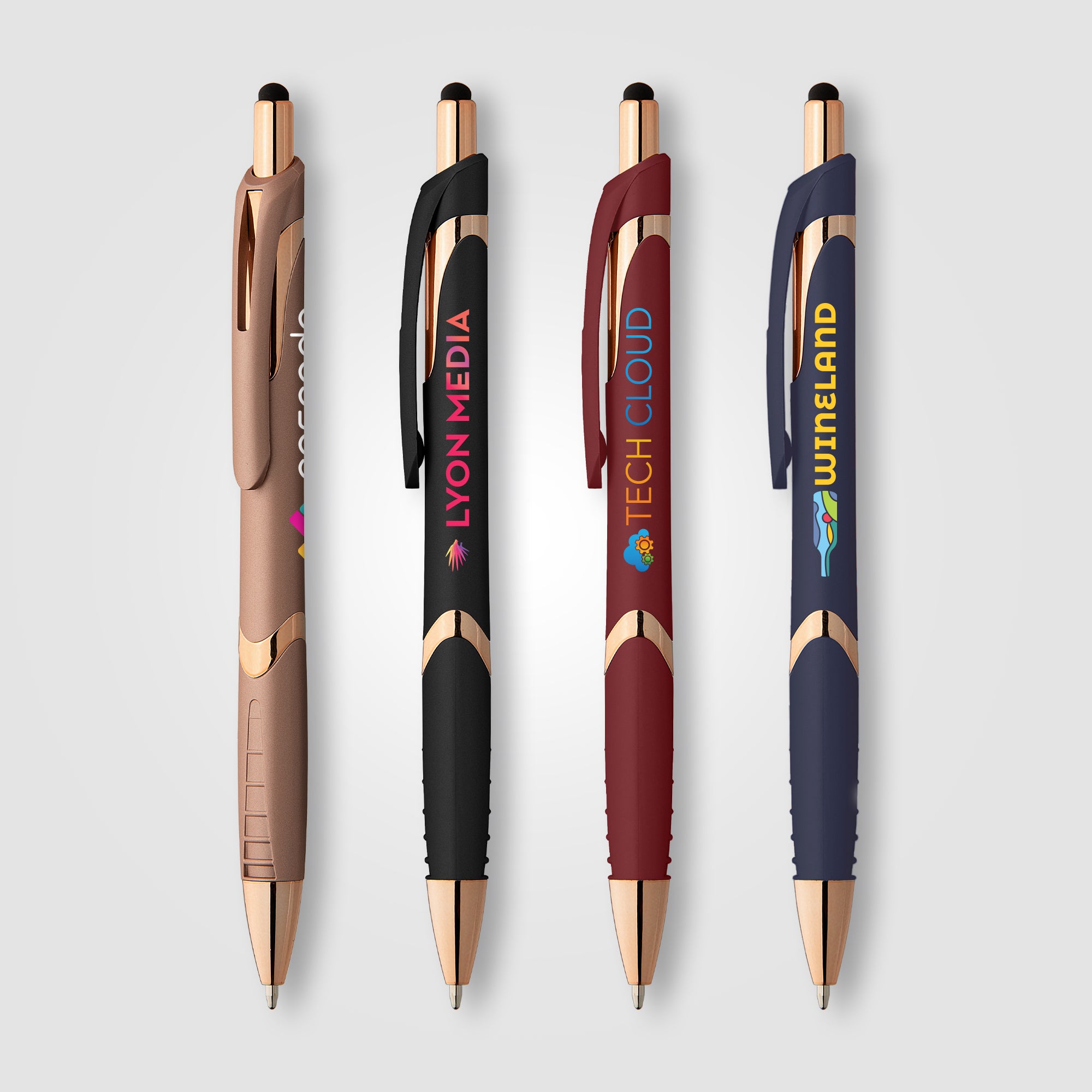 Image of the Solana Softy Rose Gold w/ Stylus - ColorJet promotional product, SKU AGX-C.