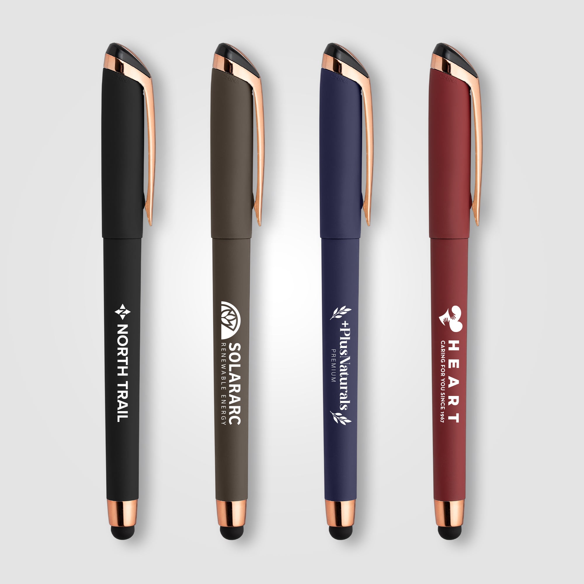 Image of the Gazelle Gel Softy Rose Gold Pen w/ Stylus promotional product, SKU AGZ.