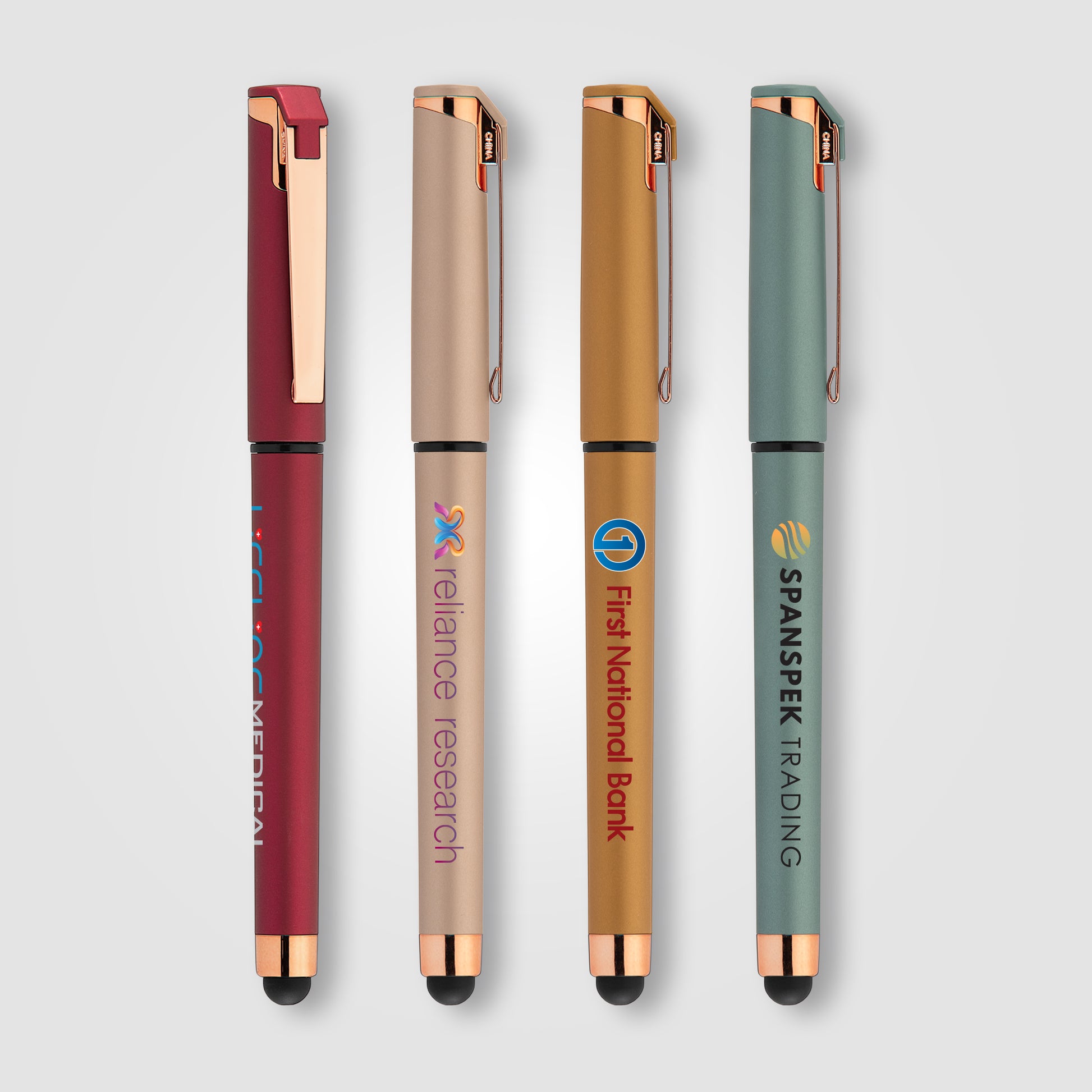 Image of the Islander Softy Rose Gold Metallic Designer Gel Pen w/ Stylus - ColorJet promotional product, SKU AJD-C.
