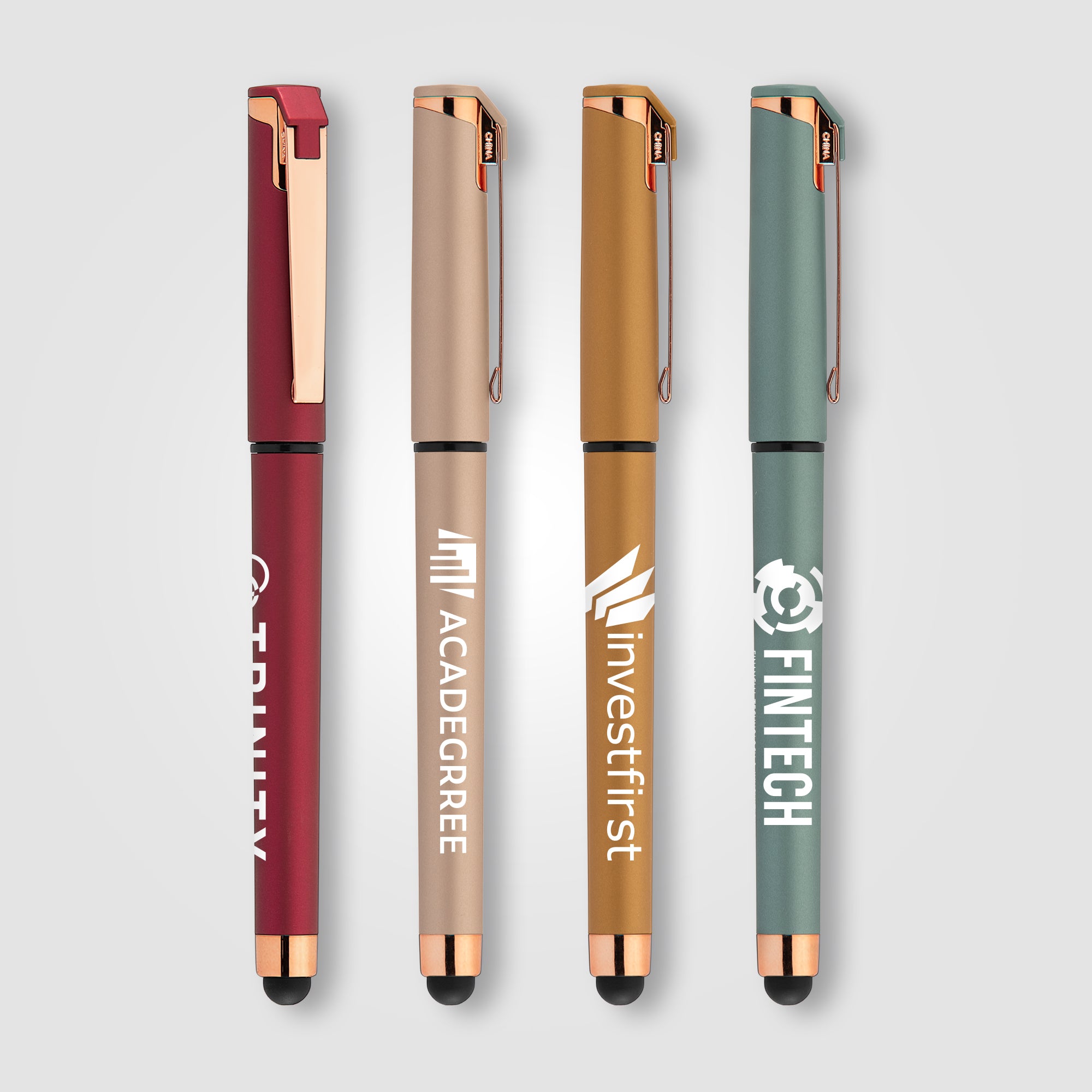 Image of the Islander Softy Rose Gold Metallic Designer Gel Pen w/ Stylus promotional product, SKU AJD.