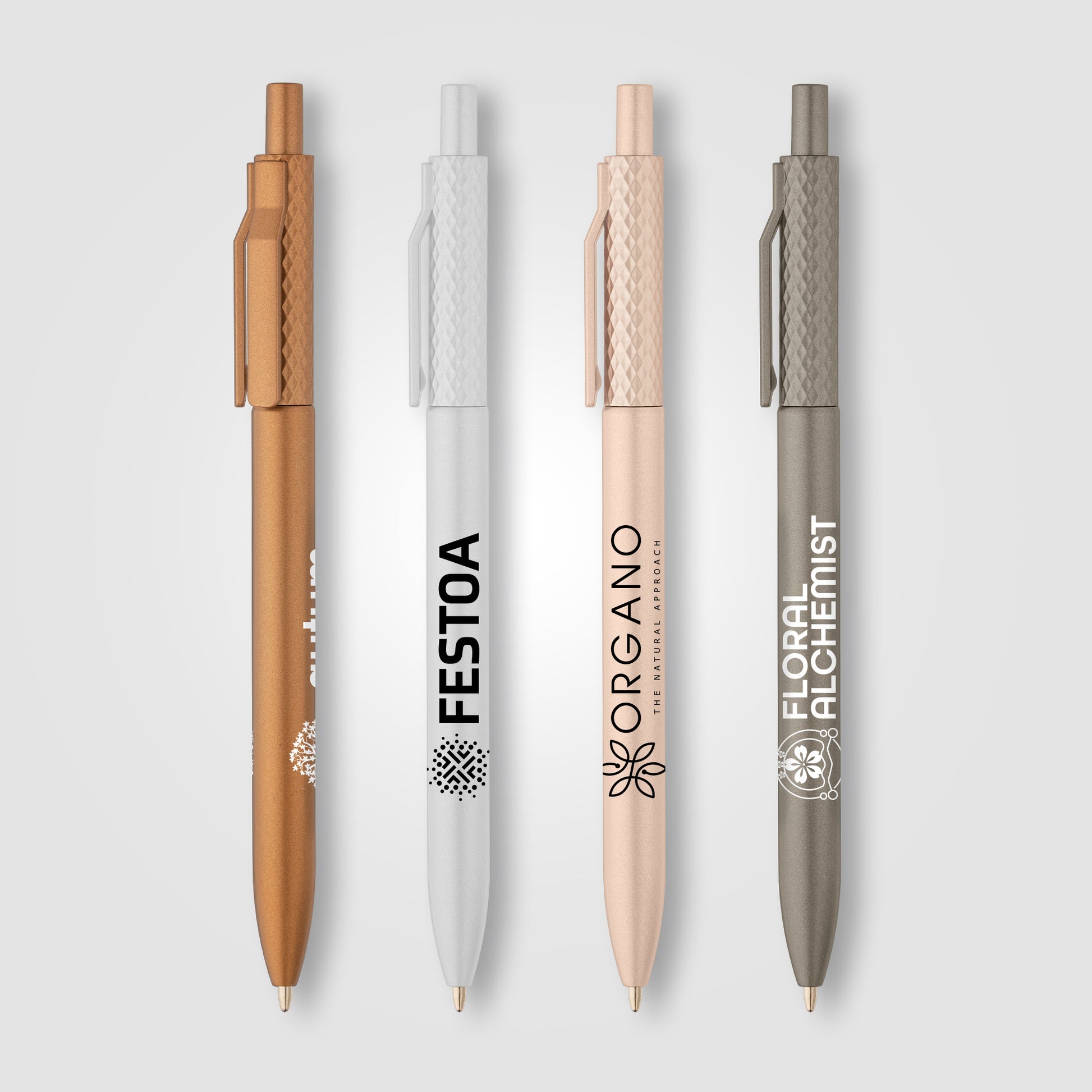 Image of the Vale Recycled Plastic Diamond Textured Metallic Pen promotional product, SKU ALK.