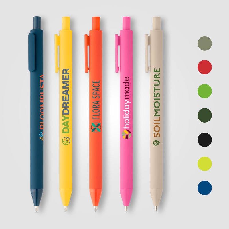 Bloom Recycled Plastic Retractable Soft Touch Pen - ColorJet-zoom-