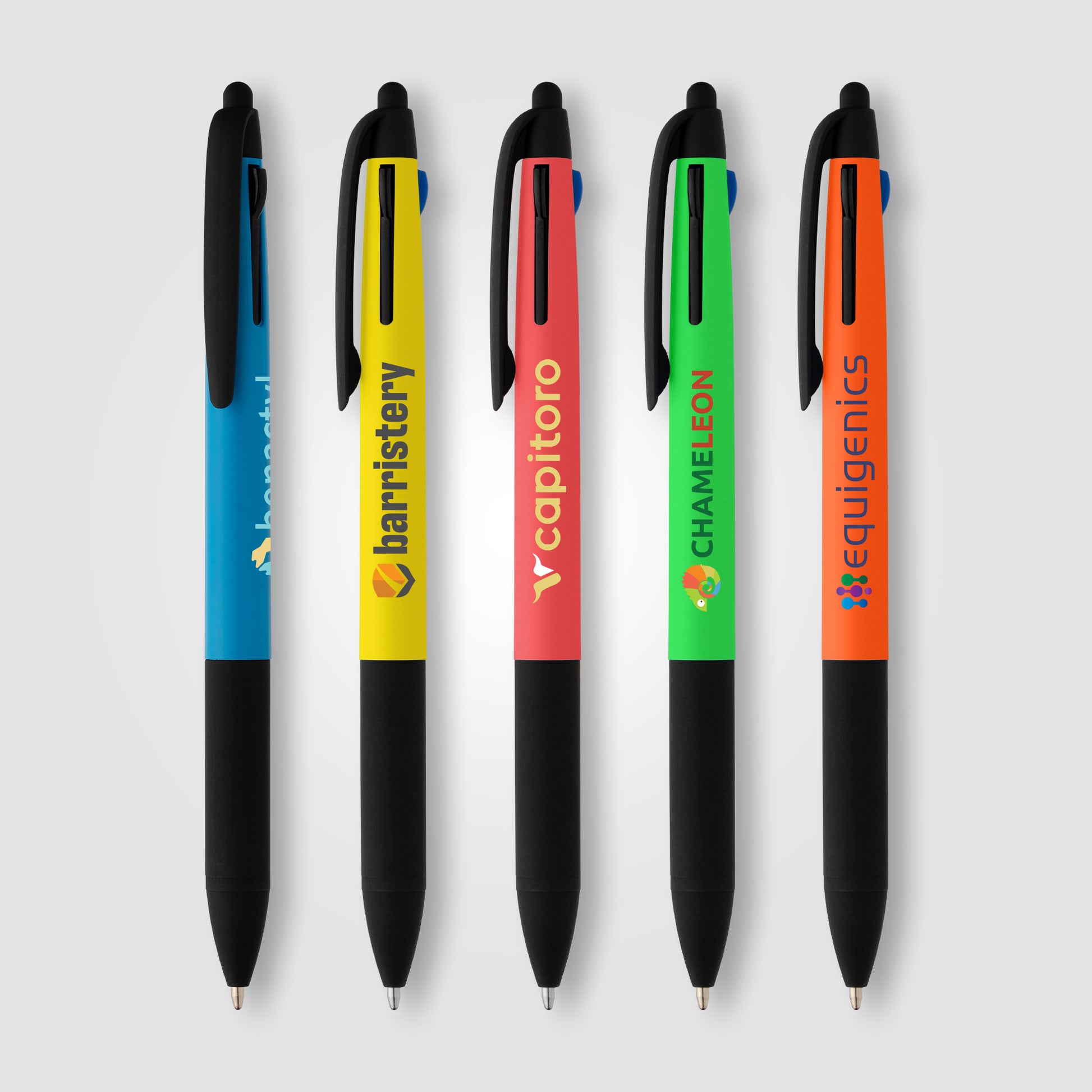 Image of the Malta Recycled Plastic 3-in-1 Stylus Neon Grip Multi-Ink Pen - ColorJet promotional product, SKU AME-C.