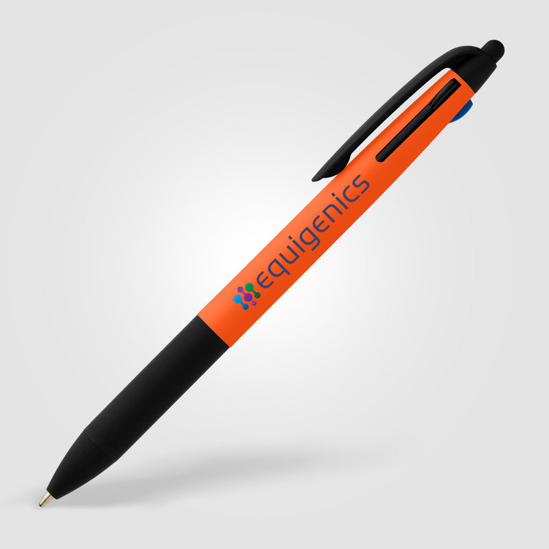 Malta Recycled Plastic 3-in-1 Stylus Neon Grip Multi-Ink Pen - ColorJet-zoom-