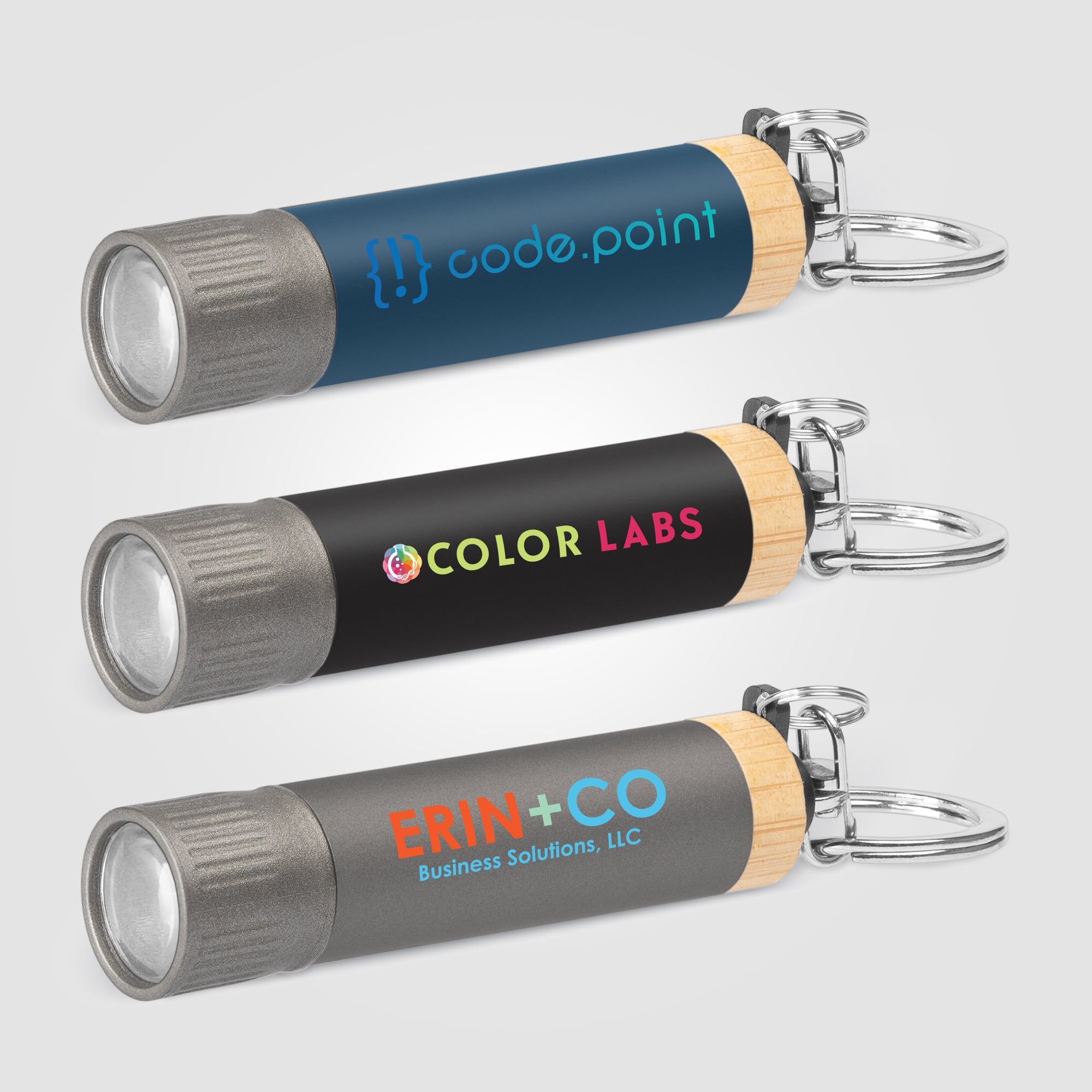 Image of the Reborn Recycled Aluminum Keychain Flashlight - ColorJet promotional product, SKU FIC-C.