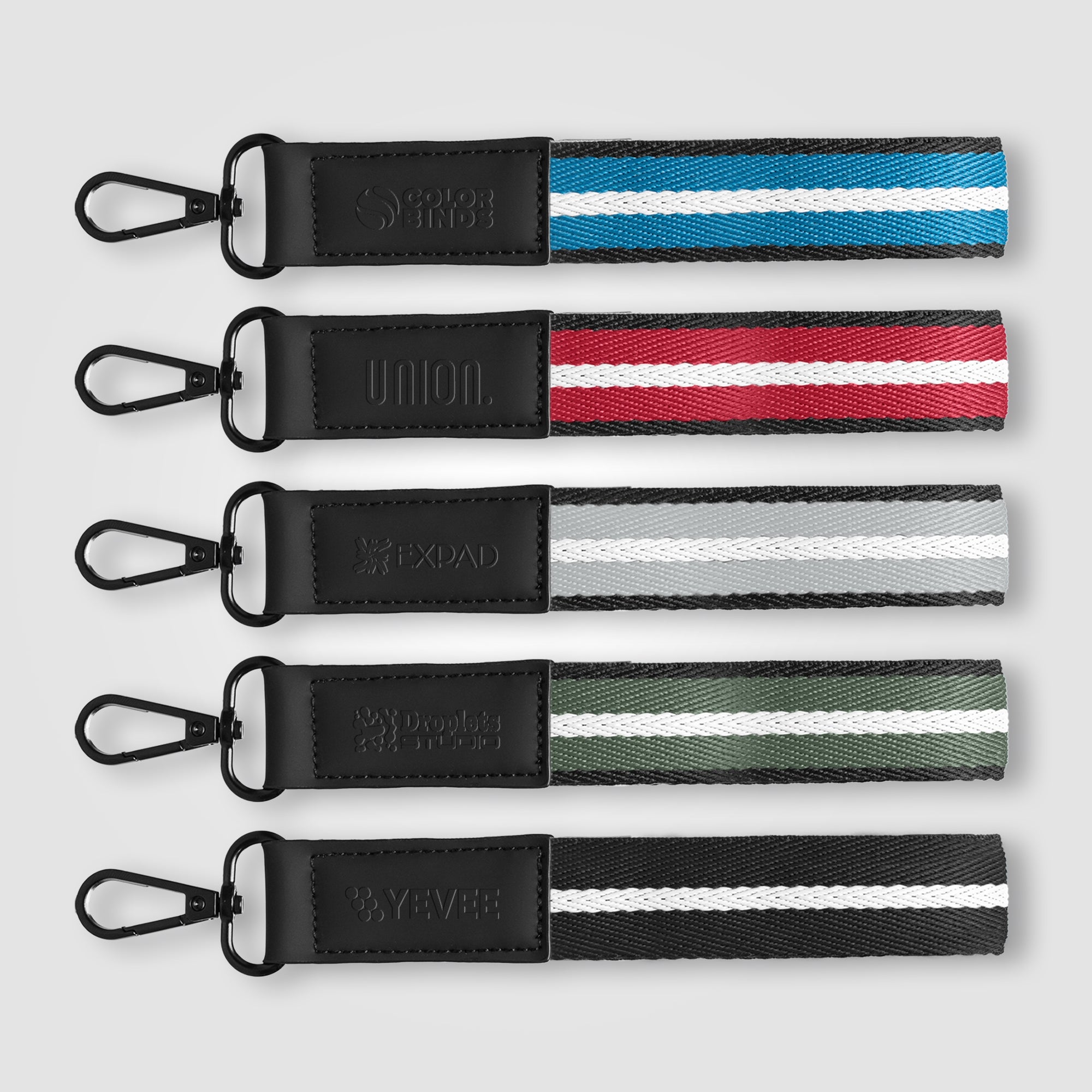 Newport rPET Woven Chevron Snap Trigger Keychain - 7.5" W x 1" H - Deboss-zoom-1