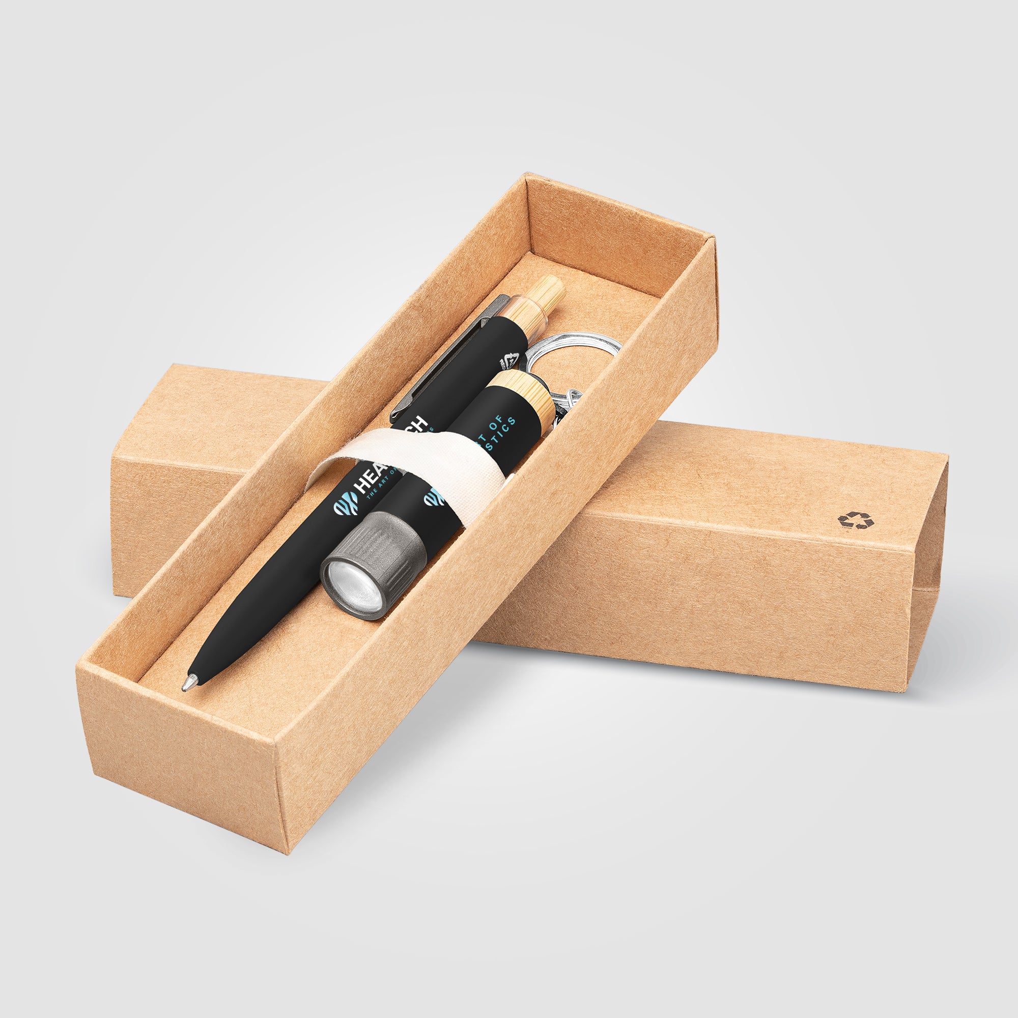 Reborn Recycled Aluminum Bamboo Accented Pen & Flashlight Gift Set - Full Color Inkjet-zoom-2