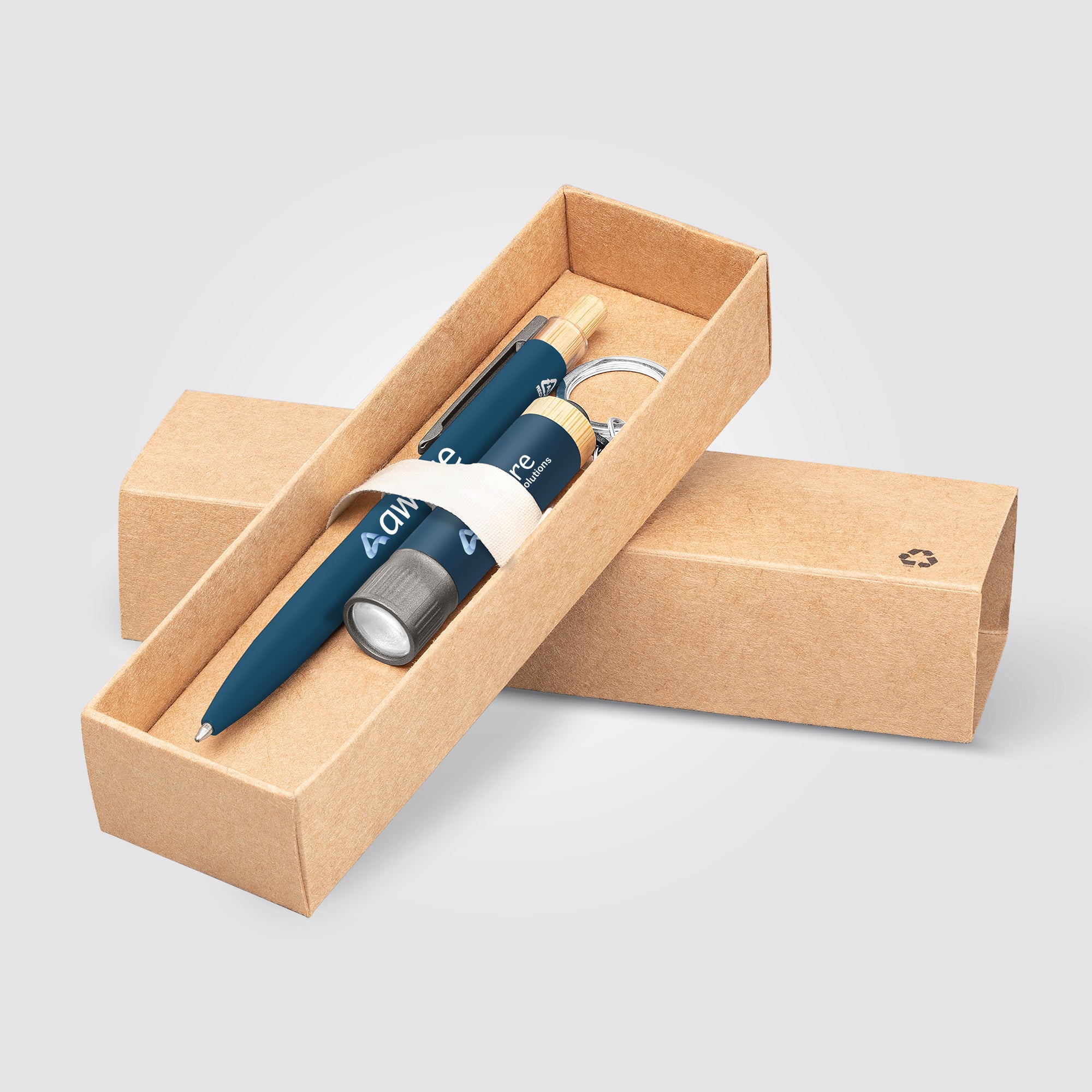 Reborn Recycled Aluminum Bamboo Accented Pen & Flashlight Gift Set - Full Color Inkjet-zoom-4