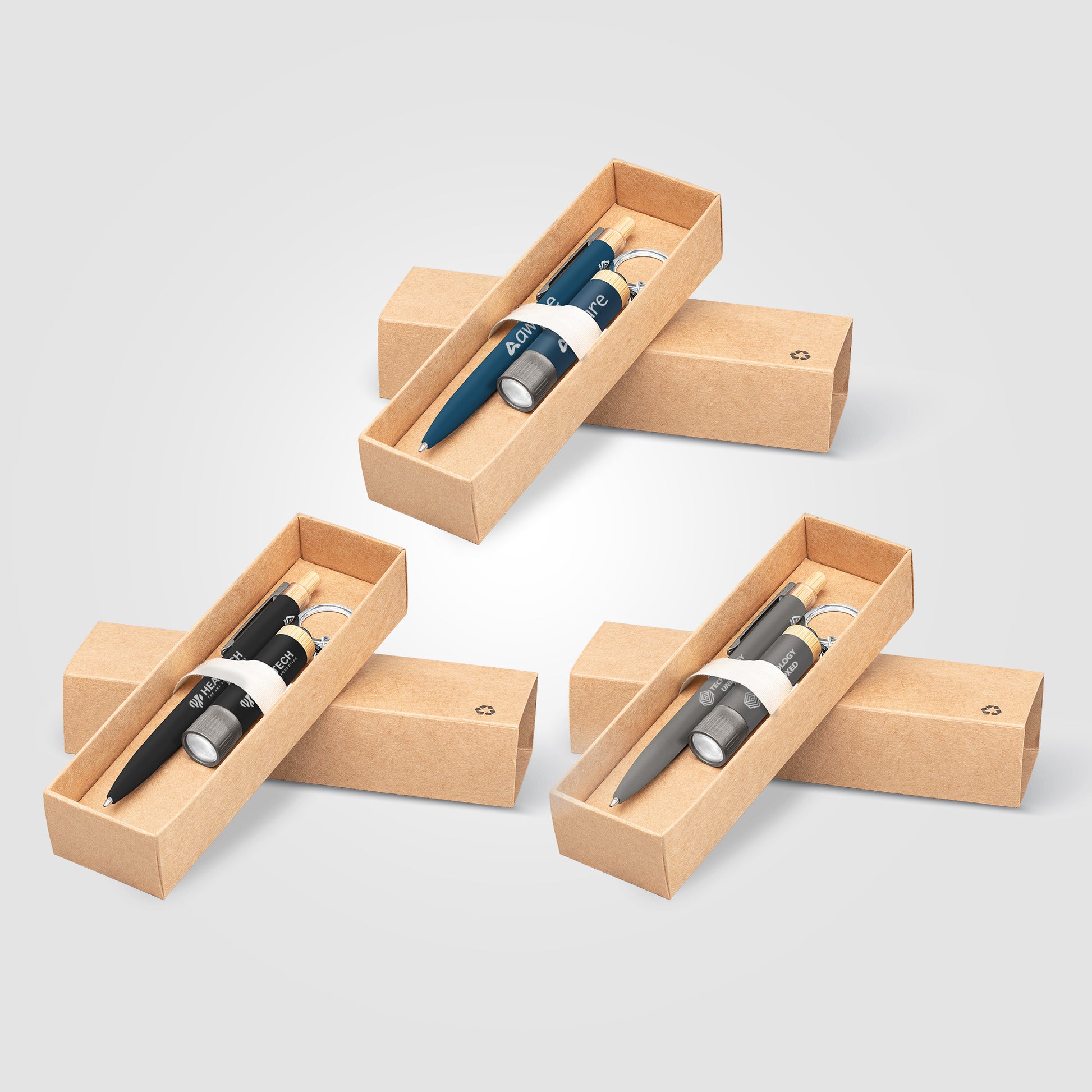 Reborn Recycled Aluminum Bamboo Accented Pen & Flashlight Gift Set - Laser-1
