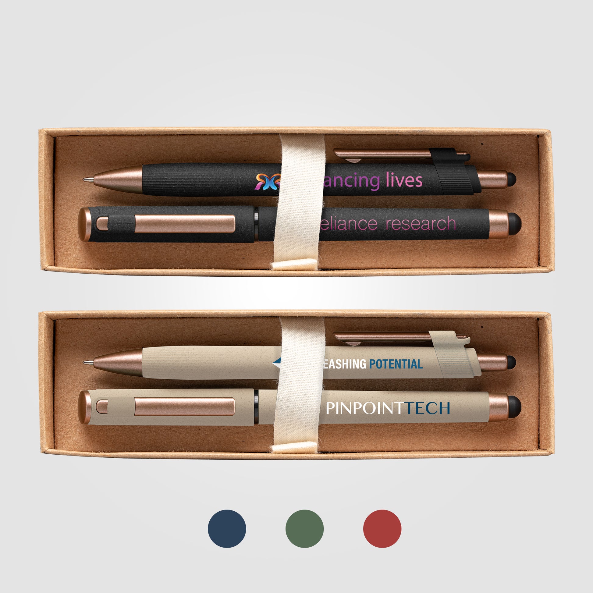 York Recycled Plastic Bronze Trim Pen Gift Set – Box Decorated-1