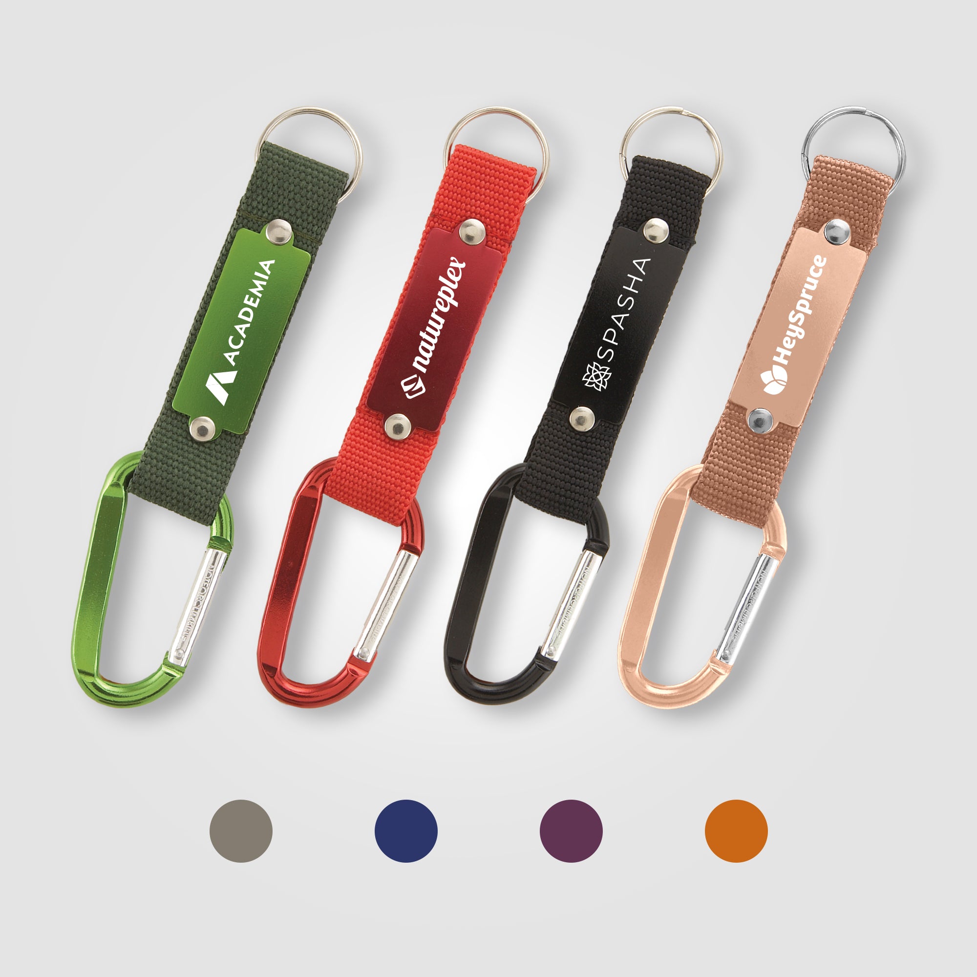 Strap Happy Keychain - Laser Engraved Key Tag with Carabiner & Mesh Strap