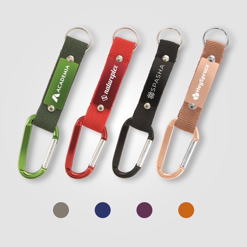 Strap Happy Keychain - Laser Engraved Key Tag with Carabiner & Mesh Strap-zoom-
