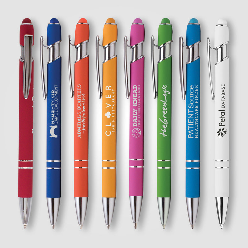 Ellipse Softy Brights w/Stylus - Laser Engraved - Metal Pen-zoom-