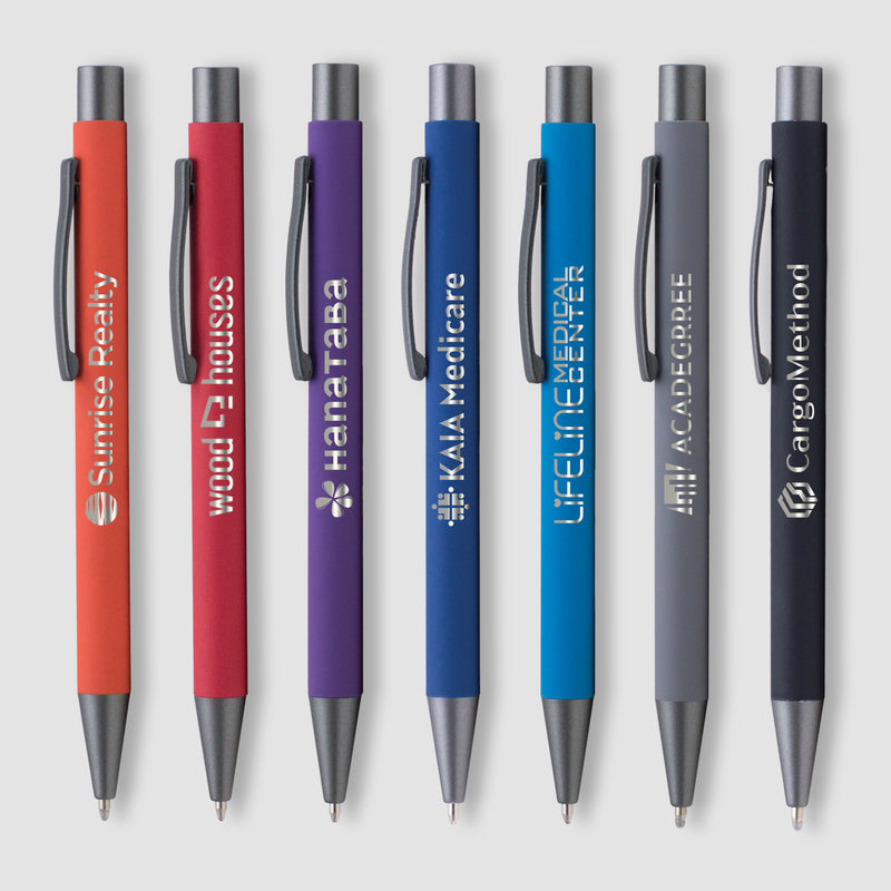 Bowie Softy - Laser Engraved - Metal Pen - Soft Rubberized Finish-zoom-