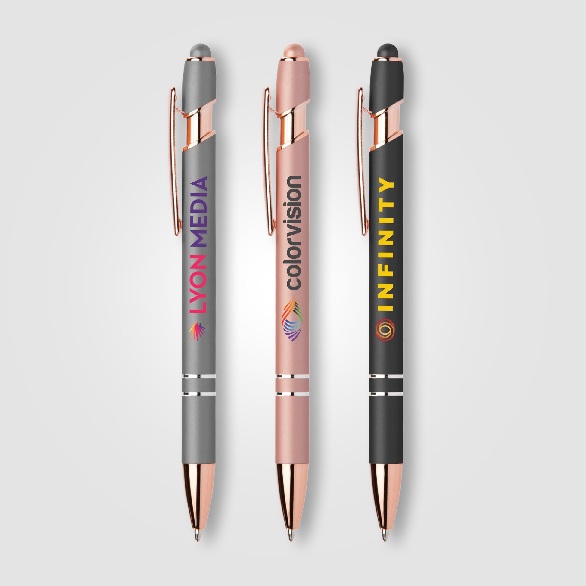 Image of the Ellipse Softy Rose Gold Metallic w/ Stylus - ColorJet promotional product, SKU MOI-C.
