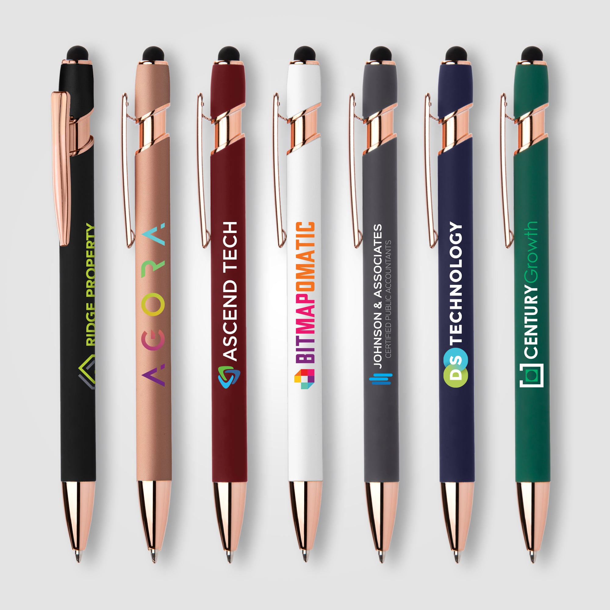 Image of the Ellipse Softy Rose Gold Classic w/ Stylus - ColorJet promotional product, SKU MOV-C.
