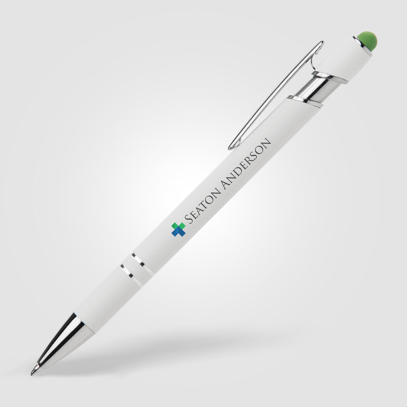 Ellipse Softy White Barrel Pen w/ Stylus - ColorJet-zoom-