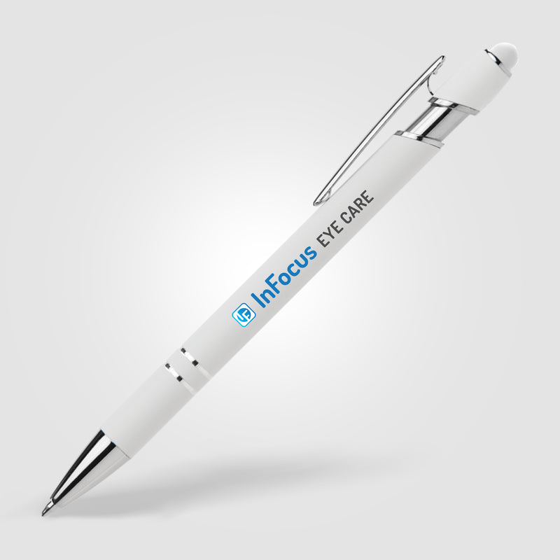 Ellipse Softy White Barrel Pen w/ Stylus - ColorJet-zoom-