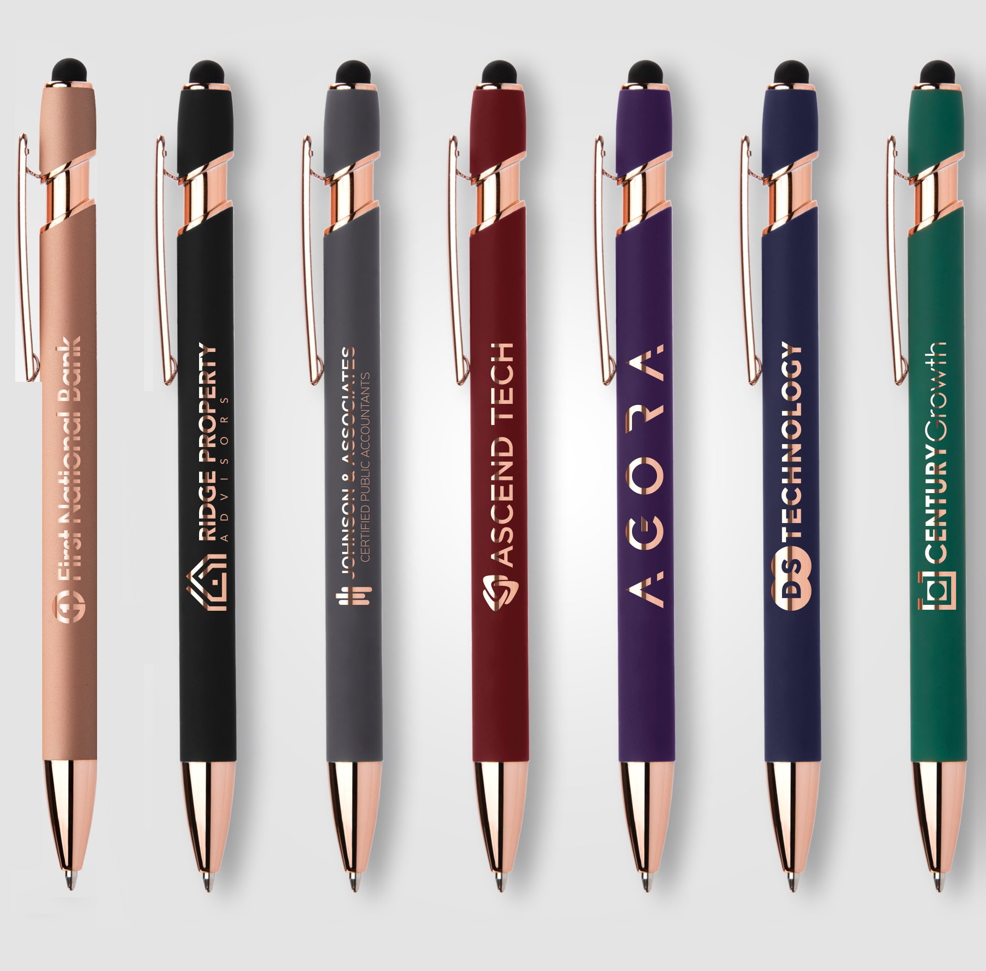 Ellipse Softy Rose Gold Classic Pen w/ Stylus and Mirror Laser-zoom-1