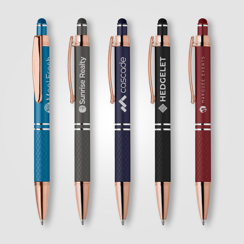 Phoenix Softy Rose Gold Classic Pen w/ Stylus - Laser-zoom-