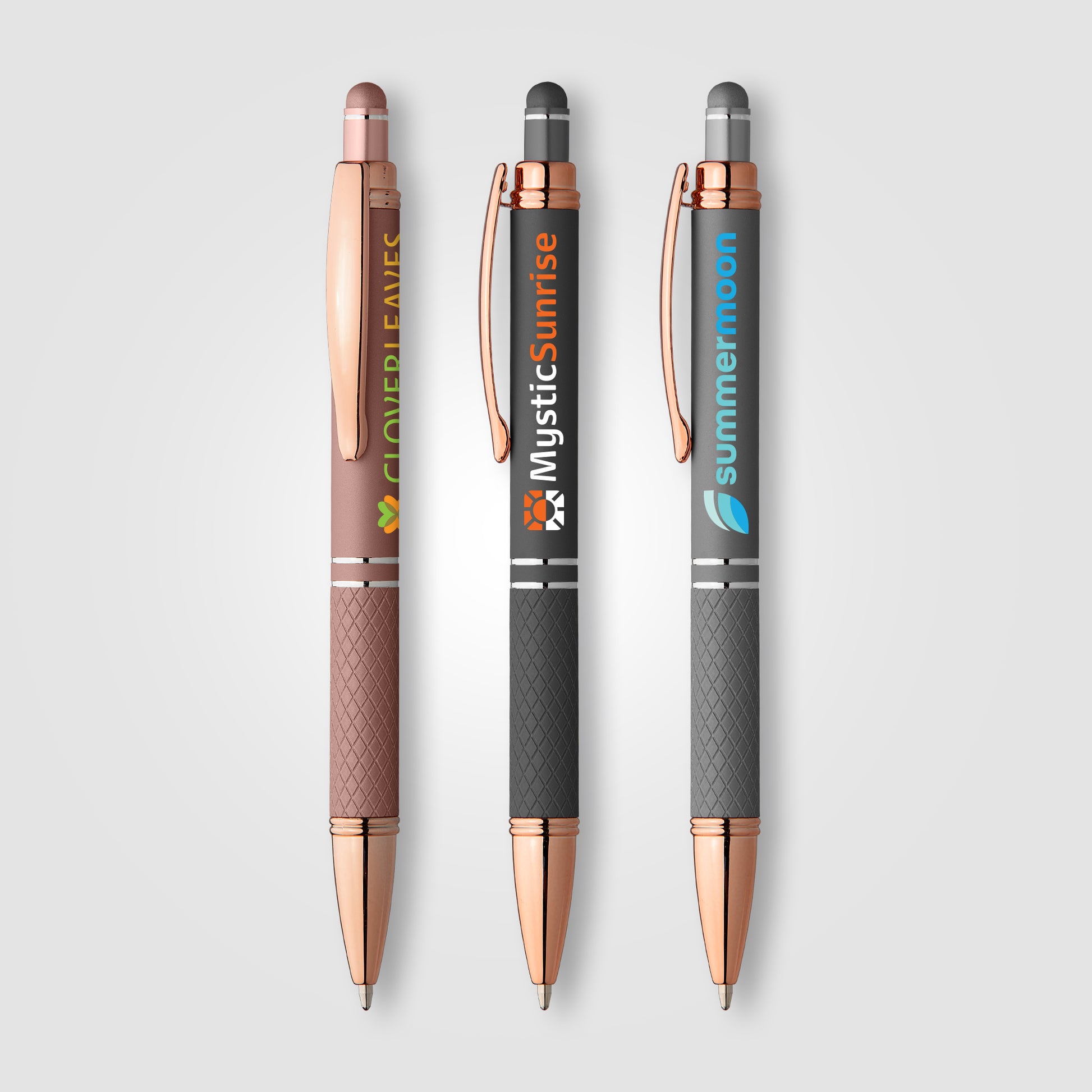 Image of the Phoenix Softy Rose Gold Gel Pen w/Stylus - ColorJet promotional product, SKU MTL-C.