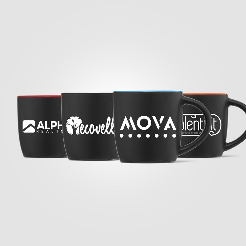 Zanzibar - 12 oz. Matte Black Ceramic Mug with ColorPop - Laser-zoom-