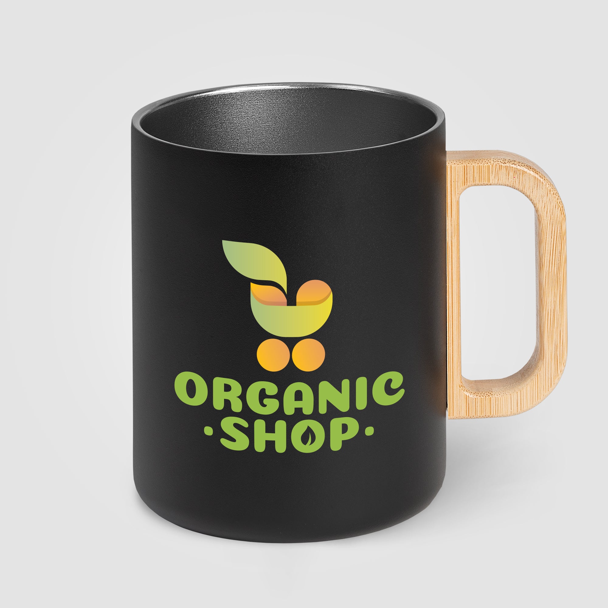 Vancouver - 18 oz. Stainless Steel Double Wall Mug with Bamboo Handle - Full-Color Inkjet