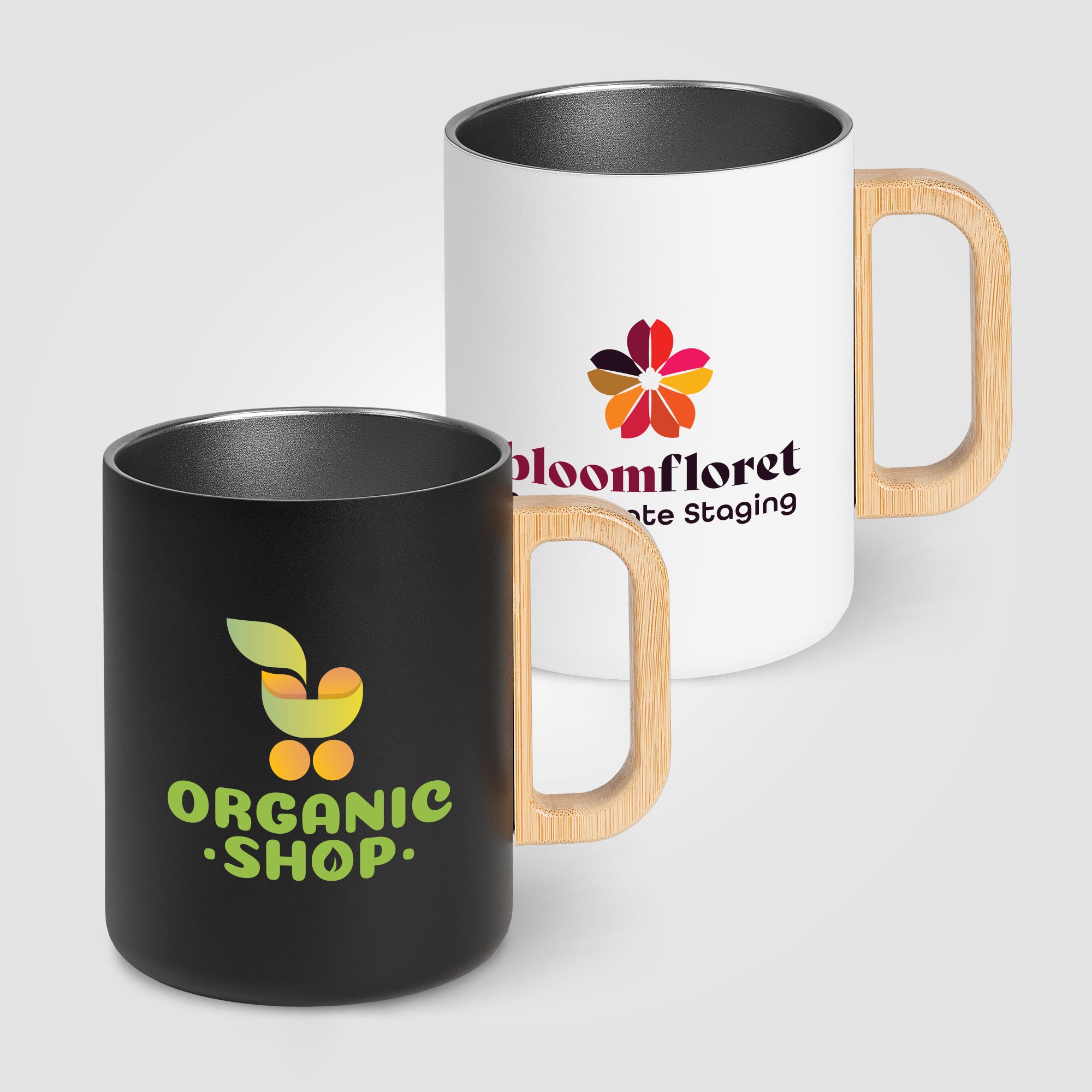 Image of the Vancouver - 18 oz. Stainless Steel Double Wall Mug with Bamboo Handle - Full-Color Inkjet promotional product, SKU MVC-C.