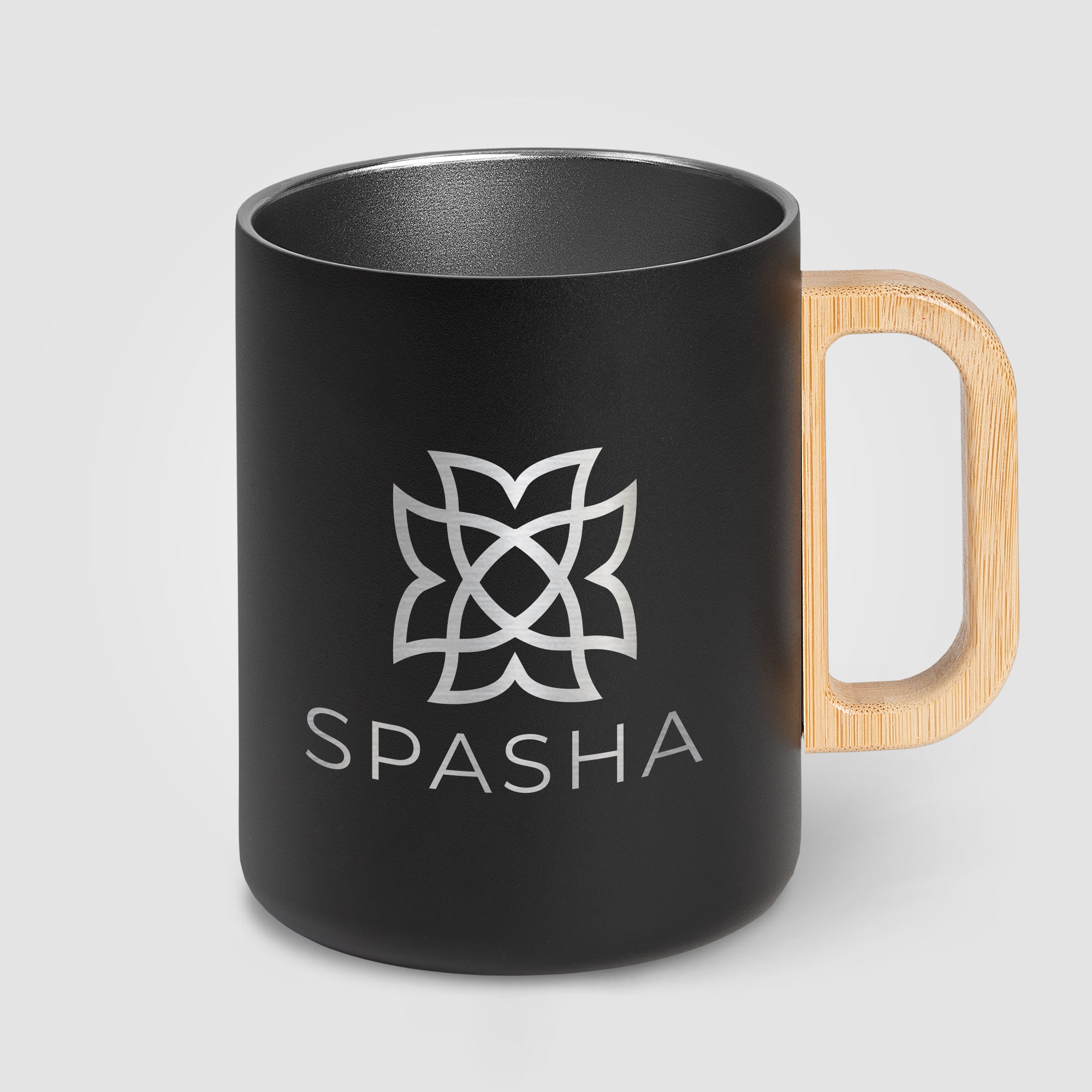 Vancouver - 18 oz. Stainless Steel Double Wall Mug with Bamboo Handle - Laser