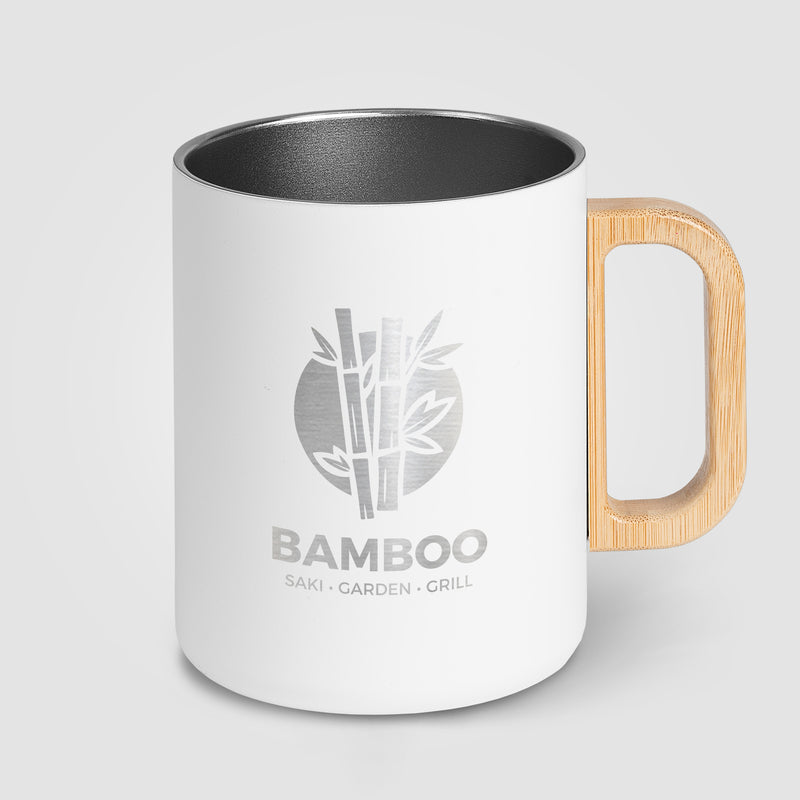 Vancouver - 18 oz. Stainless Steel Double Wall Mug with Bamboo Handle - Laser-zoom-