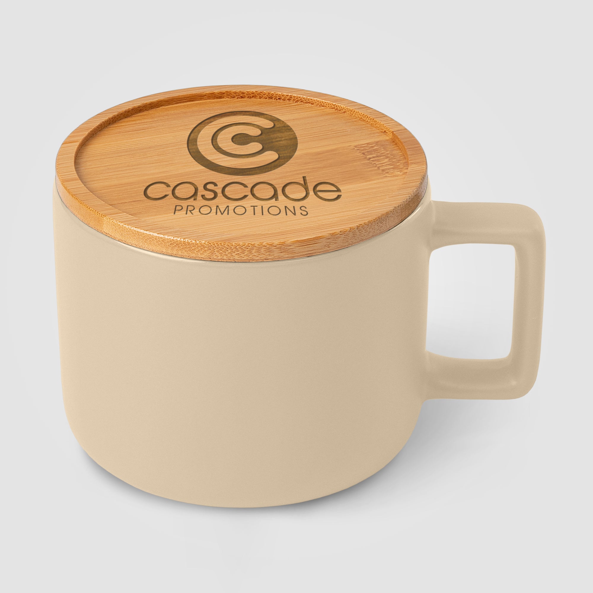 Café Virtuoso - 12 oz. Ceramic Mug with Bamboo Lid - Laser Engraved-zoom-3