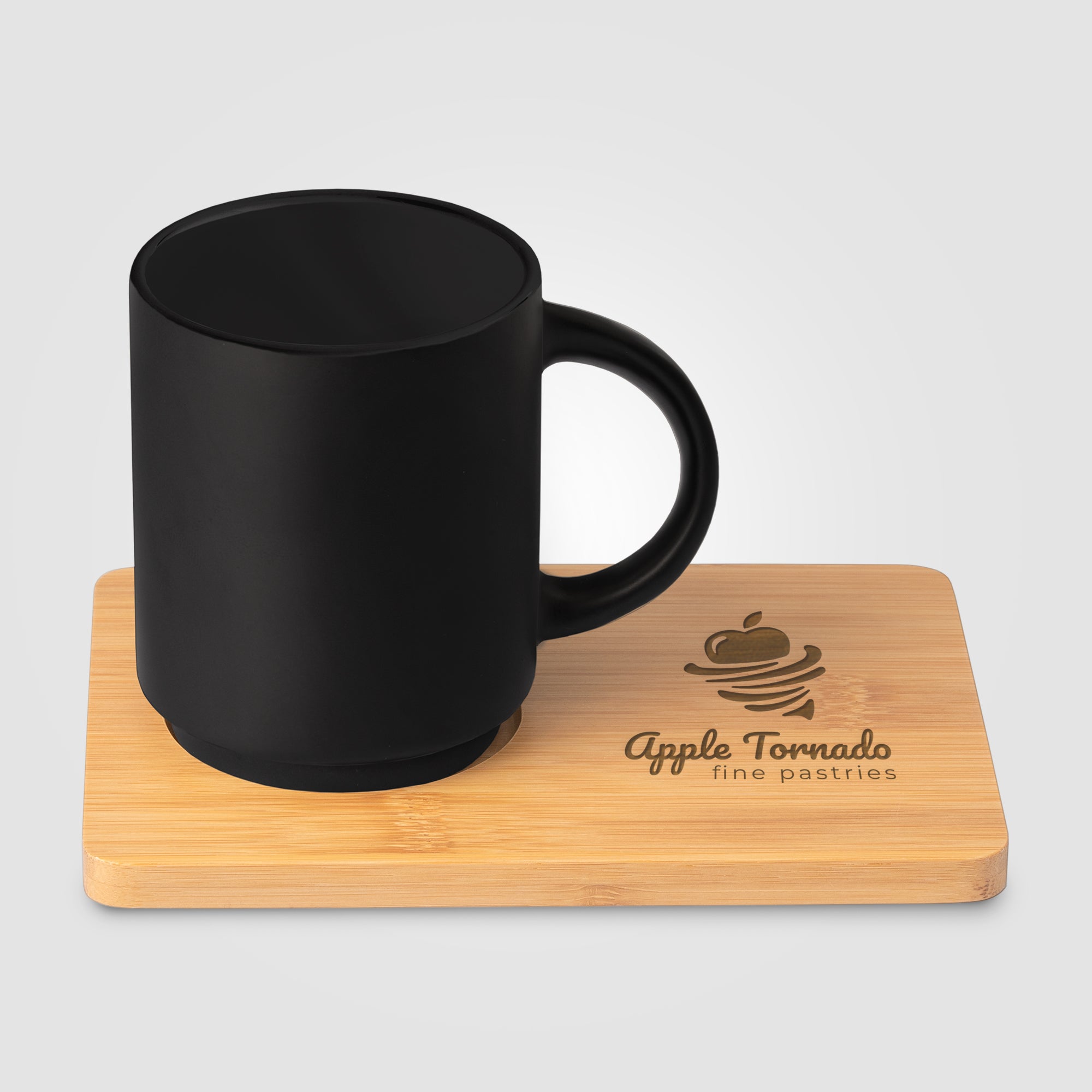 Café Duo - 11 oz. Ceramic Mug & Bamboo Board Set - Laser-zoom-2