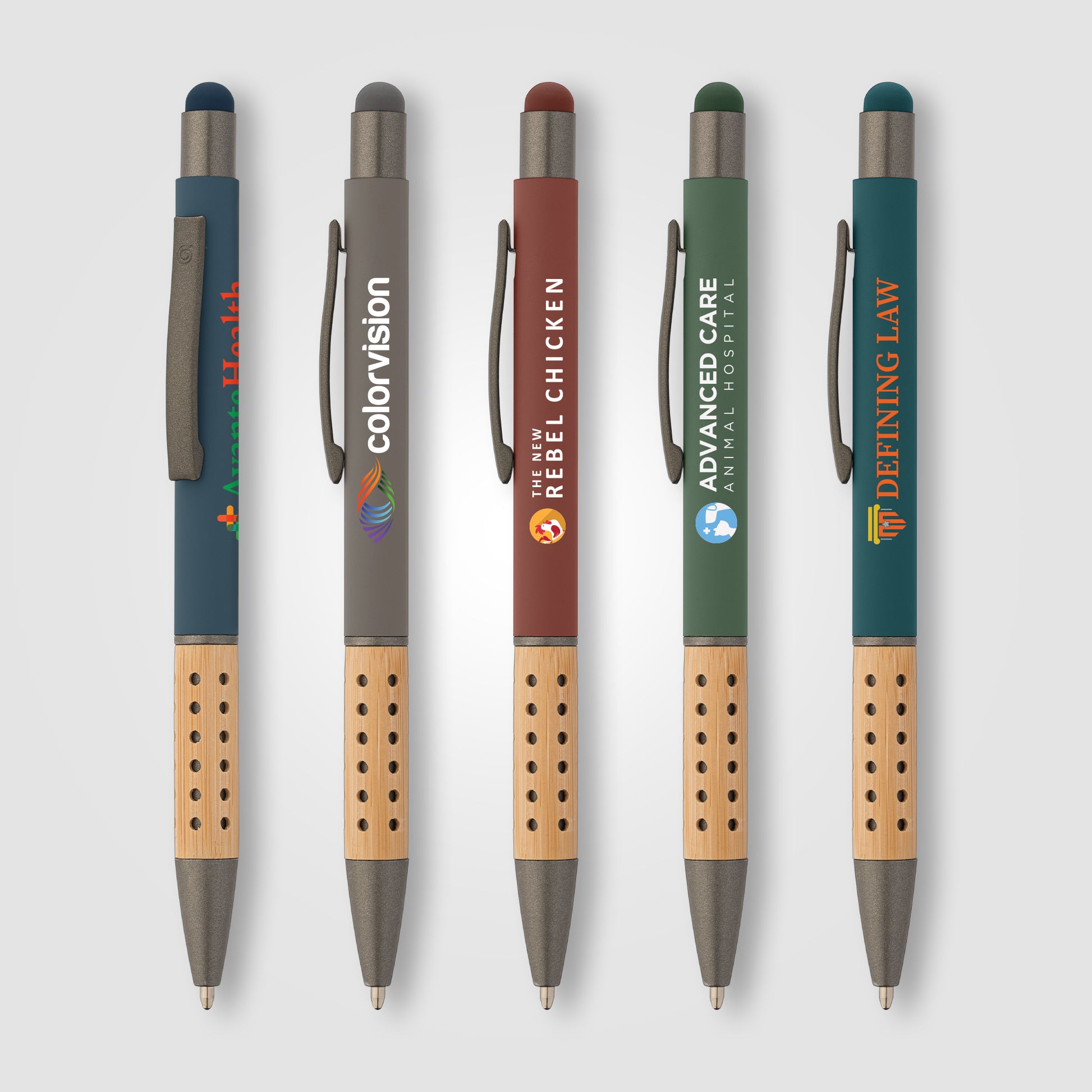 Image of the Bowie Bamboo Grip Stylus Pen - ColorJet promotional product, SKU MZG-C.