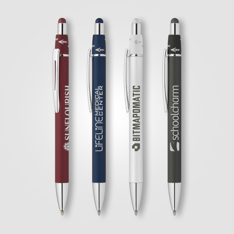 Orbit Spinner Chrome Metal Pen w/ Stylus-zoom-