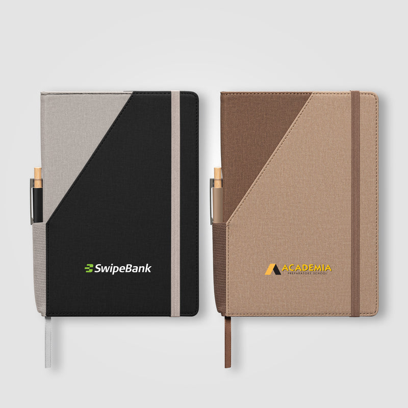 Xanadu Recycled Plastic Two-Tone Refillable Pen Set Notebook - A5 - ColorJet-zoom-