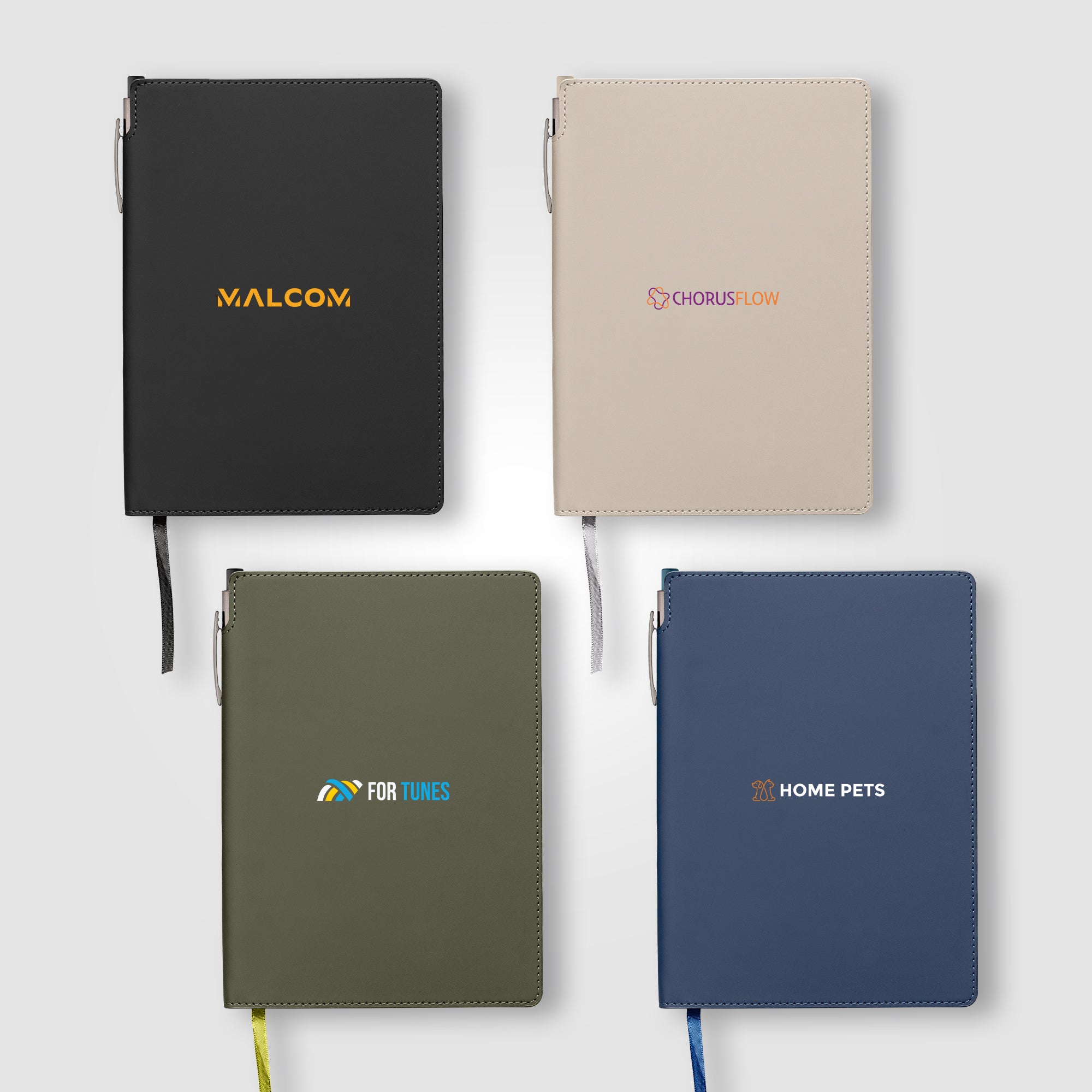 Malmö Recycled Plastic Extended Pen Loop Journal Pen Set - A5 - ColorJet-zoom-1