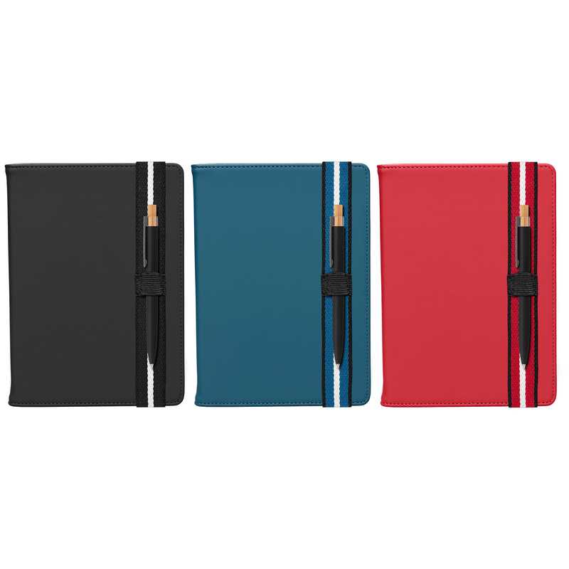 Newport rPET Chevron Refillable Journal Pen Set - A5-zoom-