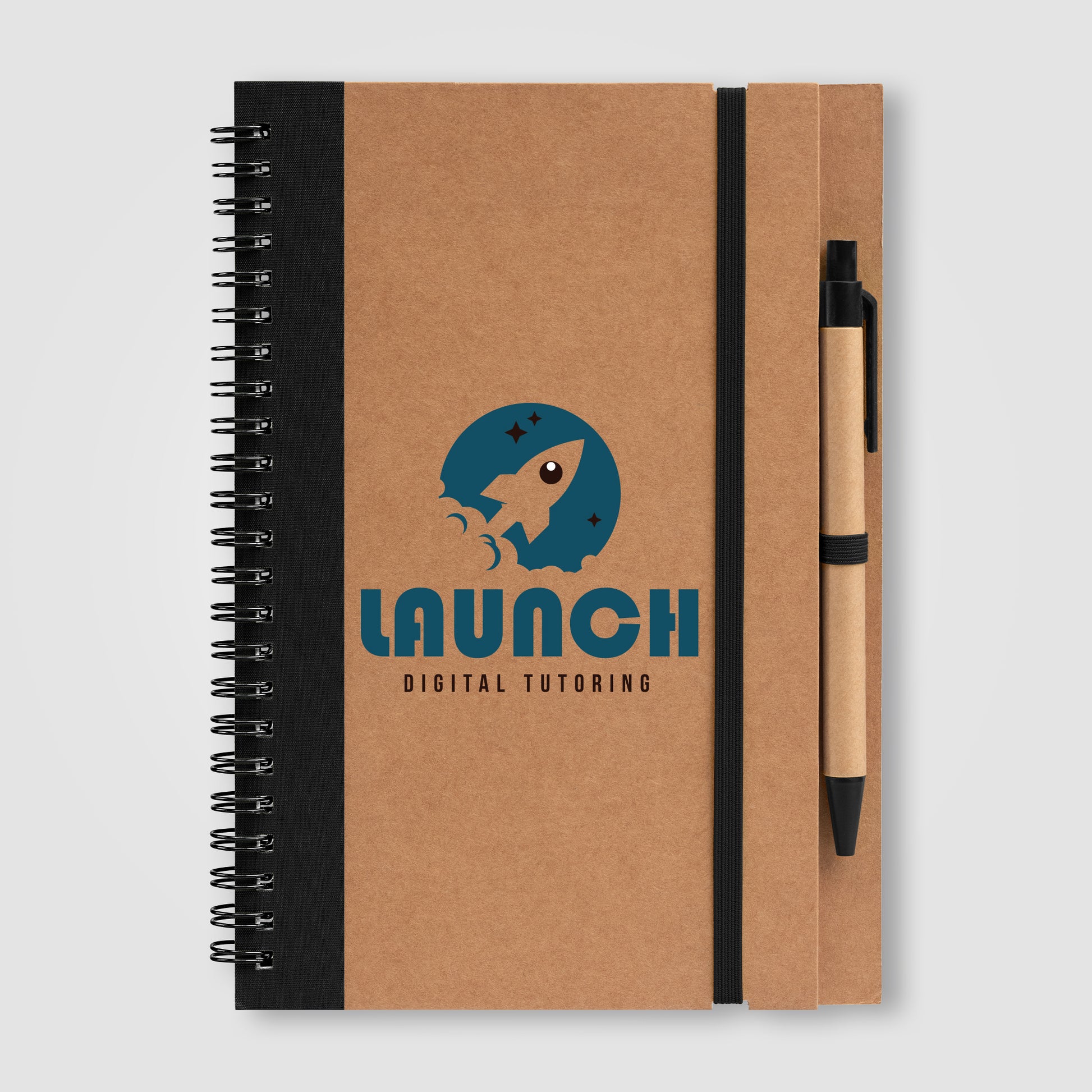 Kraft Hard Cover Spiral Notebook with Pen - ColorJet-2