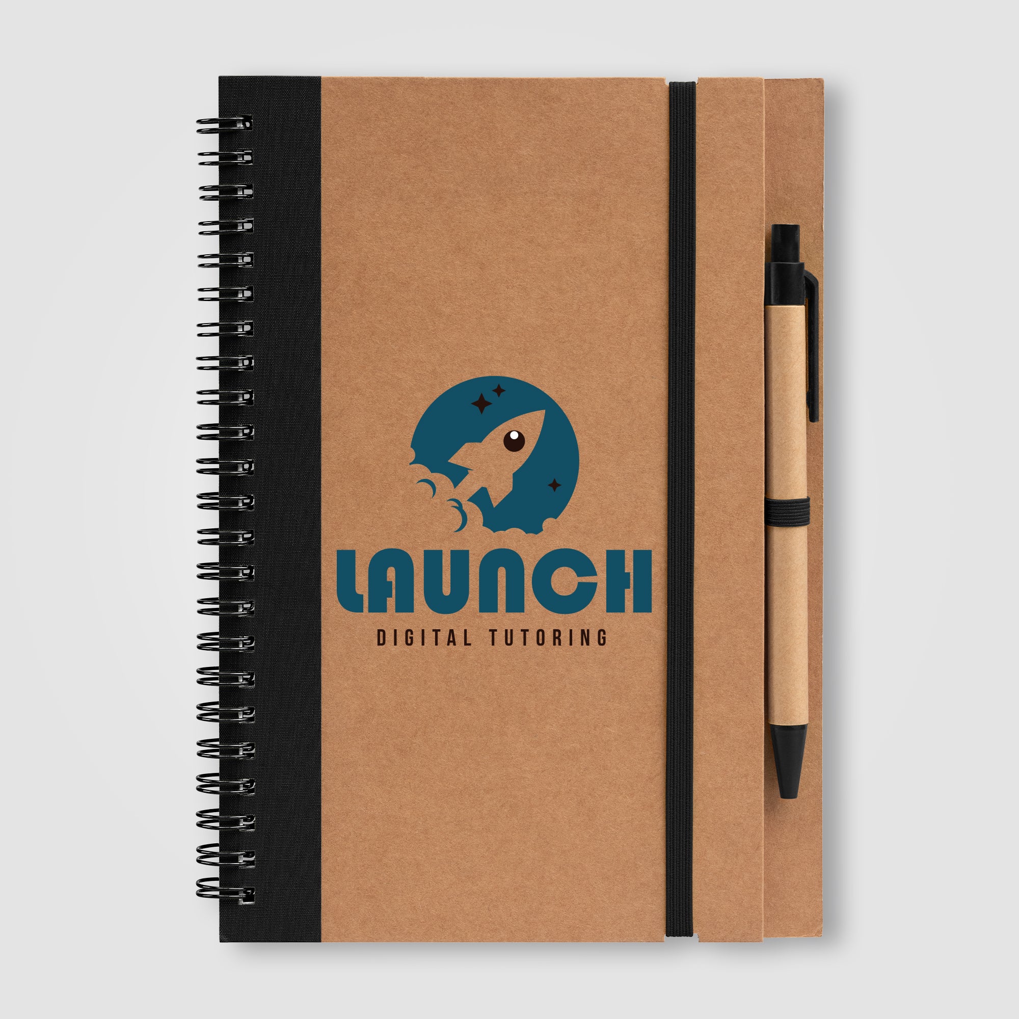 Kraft Hard Cover Spiral Notebook with Pen - ColorJet-zoom-2