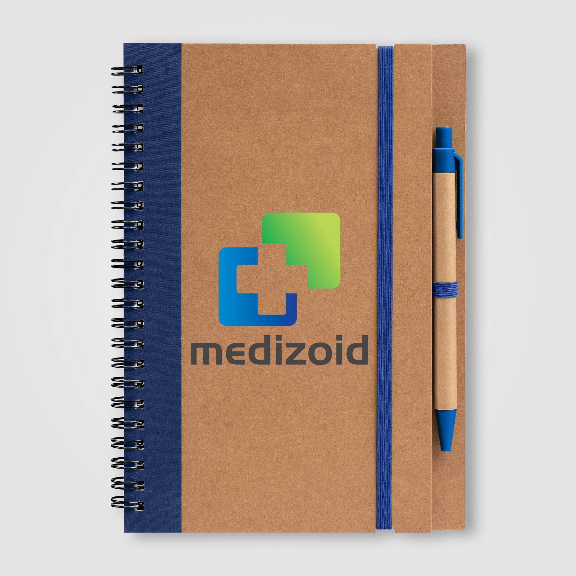 Kraft Hard Cover Spiral Notebook with Pen - ColorJet-5