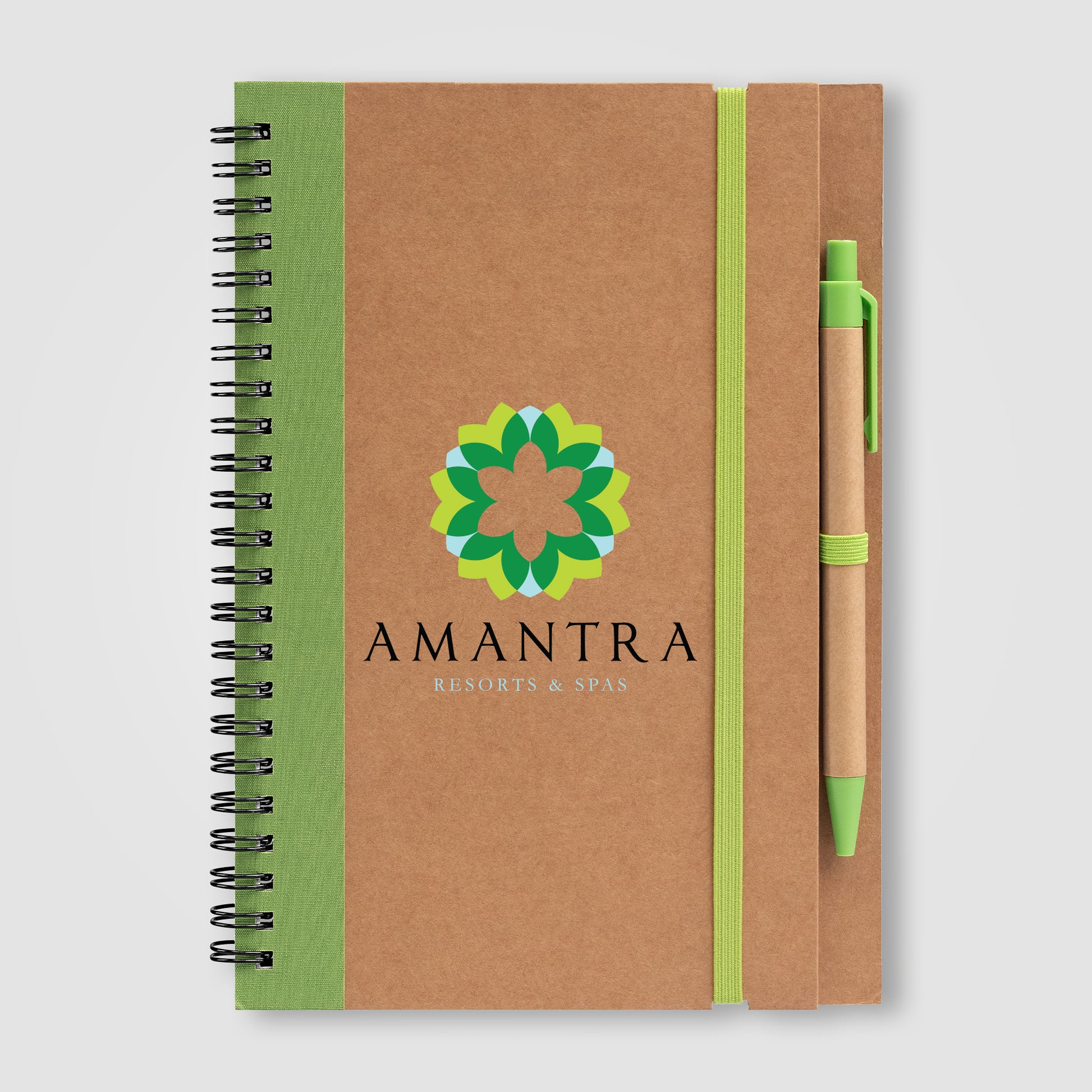 Kraft Hard Cover Spiral Notebook with Pen - ColorJet-3