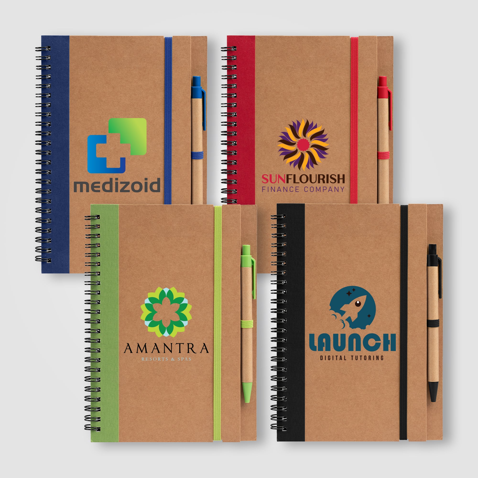 Image of the Kraft Hard Cover Spiral Notebook with Pen - ColorJet promotional product, SKU NXJ-C.