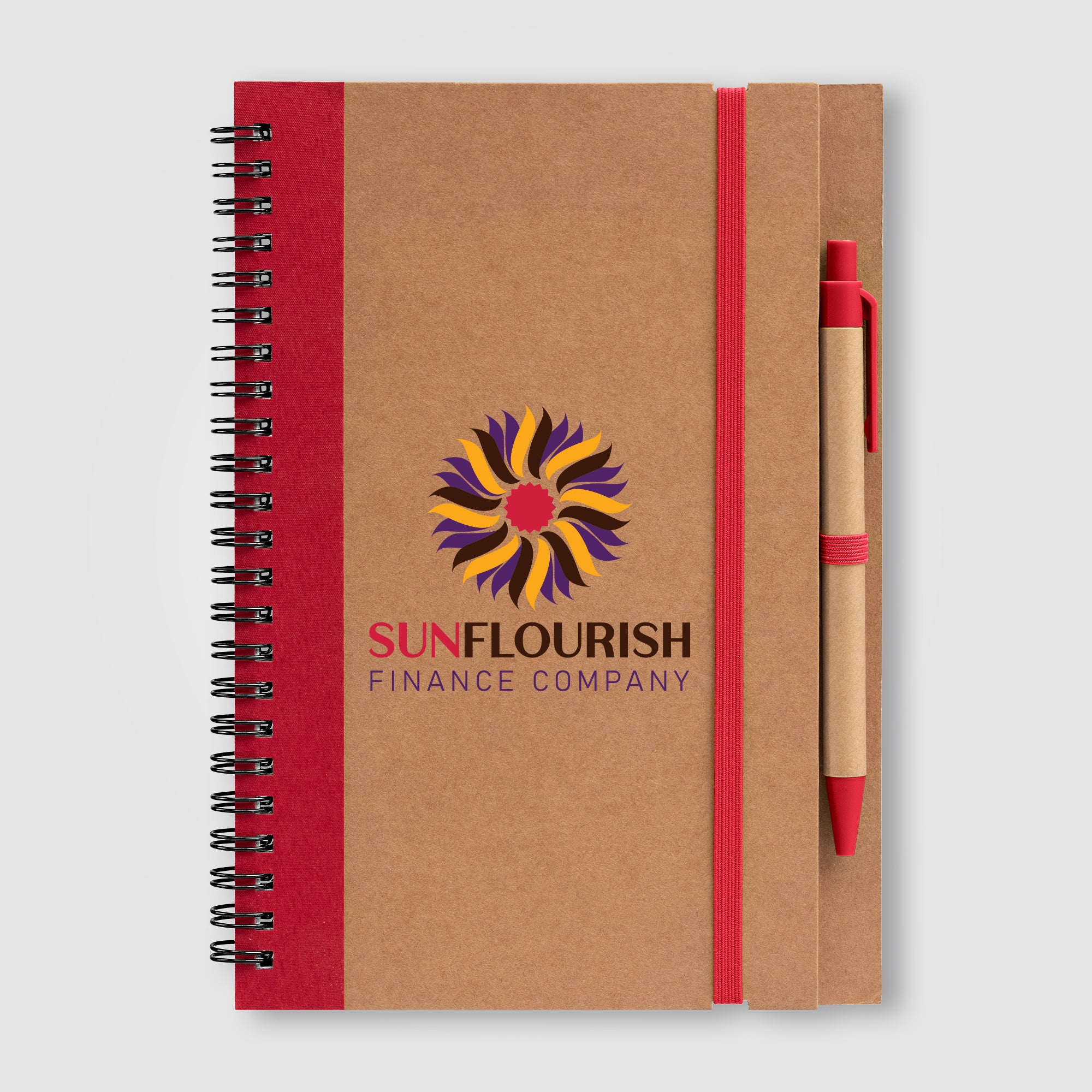 Kraft Hard Cover Spiral Notebook with Pen - ColorJet-zoom-4