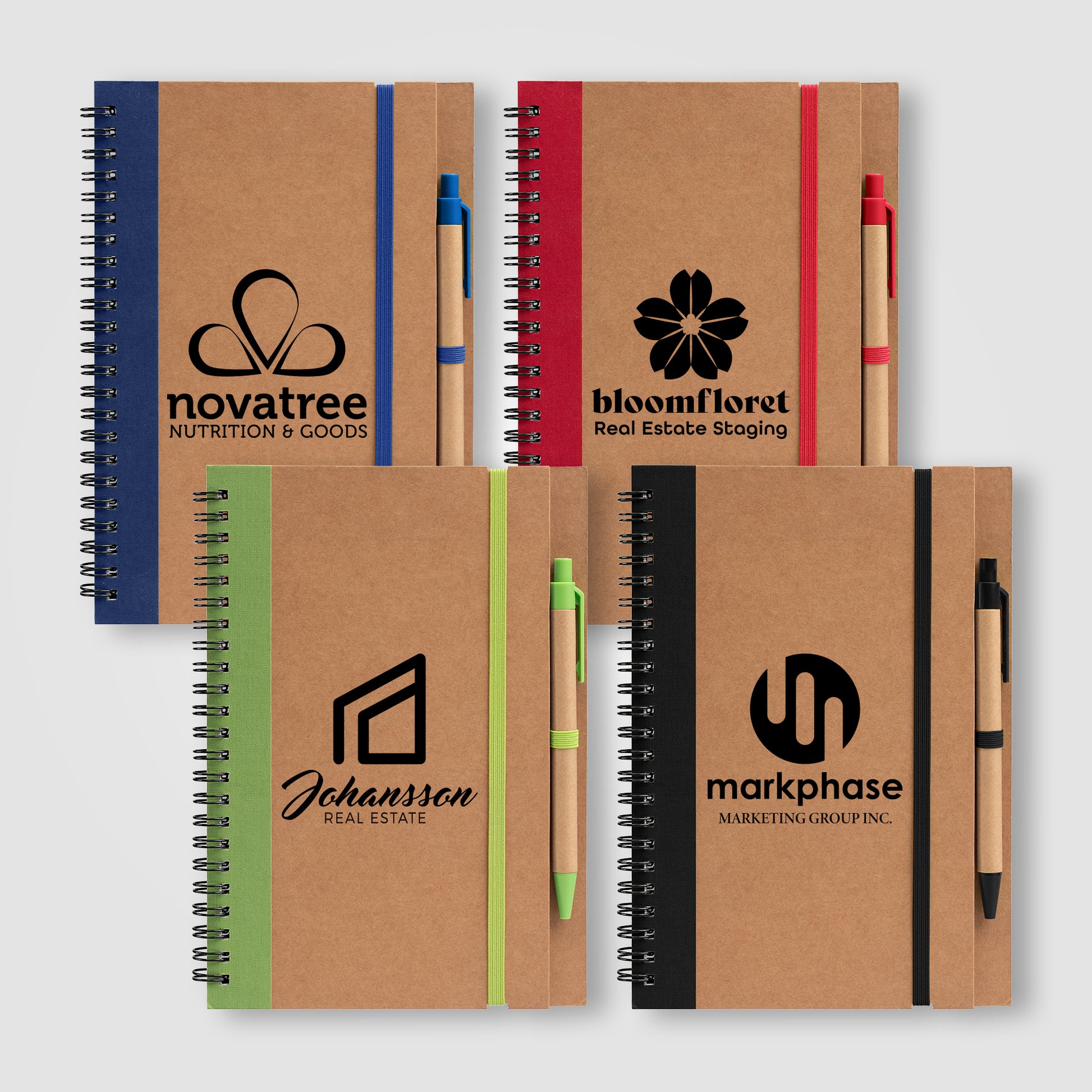 Image of the Kraft Hard Cover Spiral Notebook with Pen promotional product, SKU NXJ.