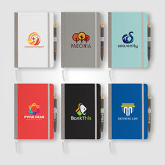 Image of the Steinbeck Recycled Hard Cover Journal & Pen Set - A5 5.9" x 8.3" promotional product, SKU NXK-C.