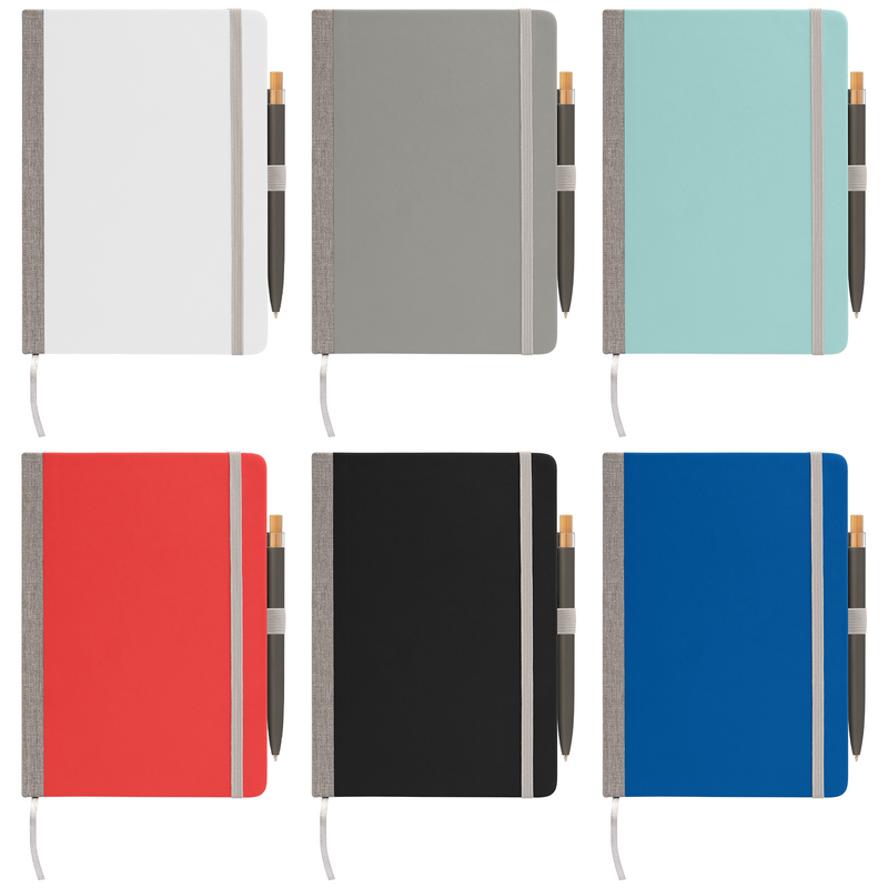 Steinbeck Recycled Hard Cover Journal & Pen Set - A5 5.9" x 8.3" - Deboss-zoom-