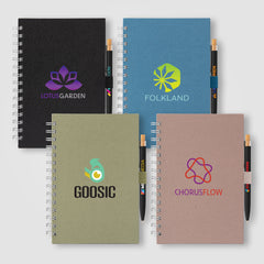 Image of the Terra Recycled Milk Carton Hard Cover Spiral A5 Notebook & Reborn Pen Set promotional product, SKU NZT-C.
