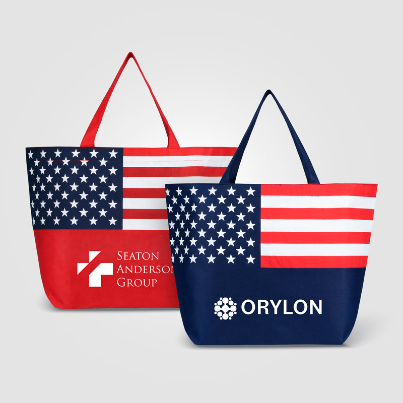Non-Woven American Flag Tote Bag-zoom-