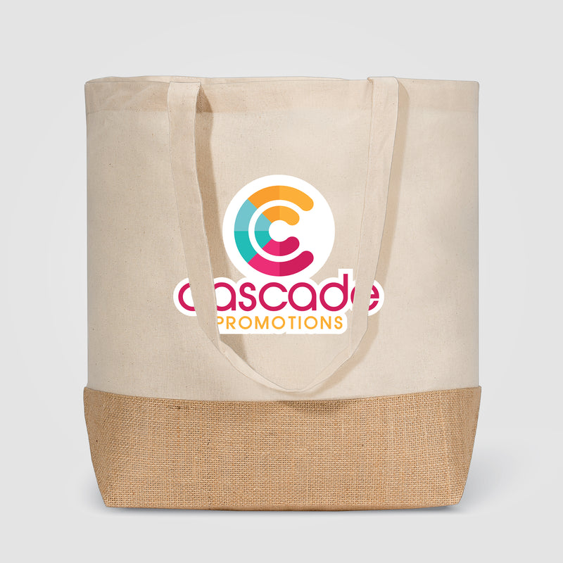 Rio™ Shopper Tote Bag - 5 oz. Recycled Cotton Blend with Jute - Heat Transfer-zoom-